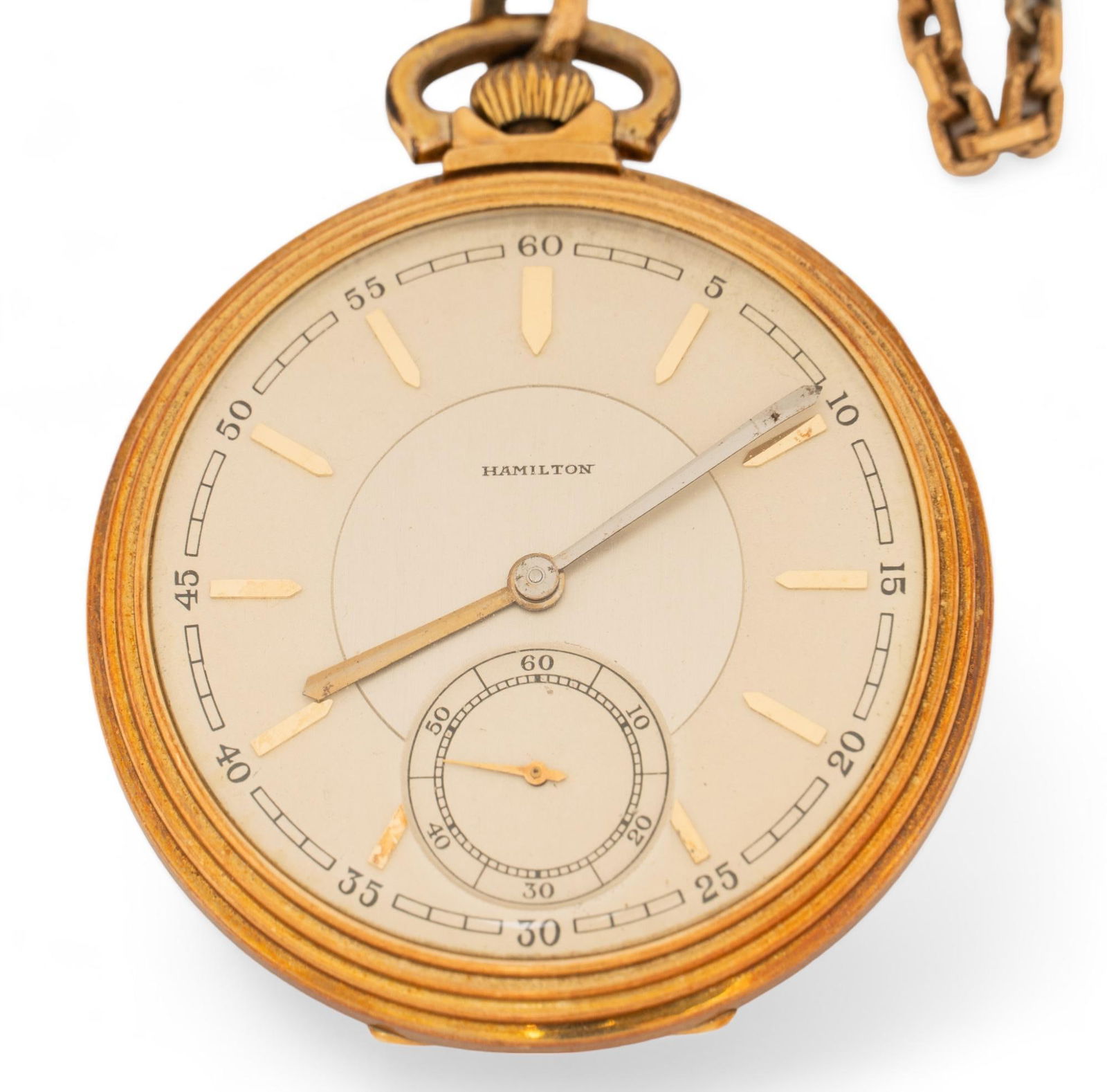 Hamilton 18K Gold Filled Pocket Watch and Chain (1 of 5)