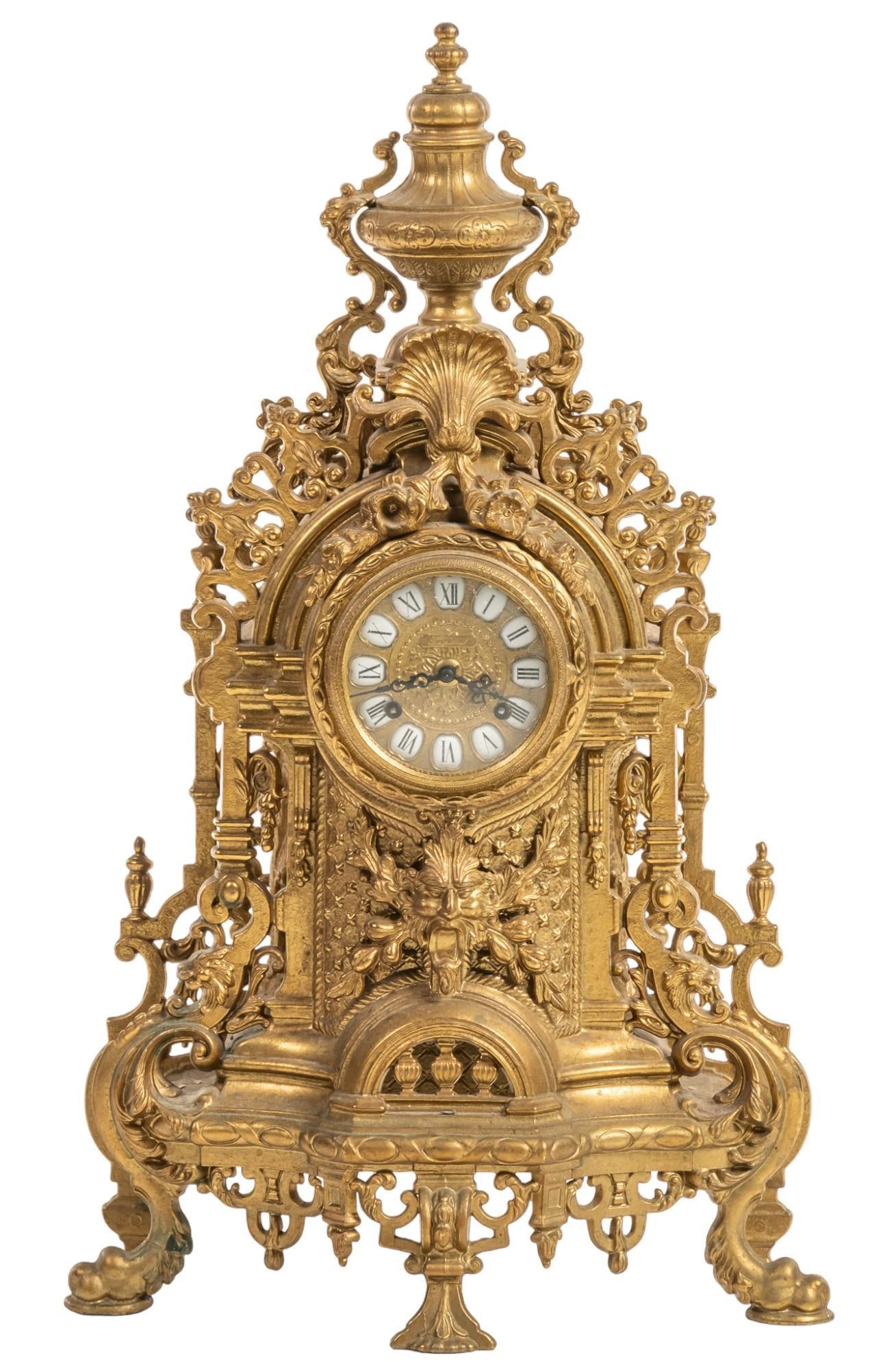 Italian Imperial Style Brass Mantel Clock (1 of 7)