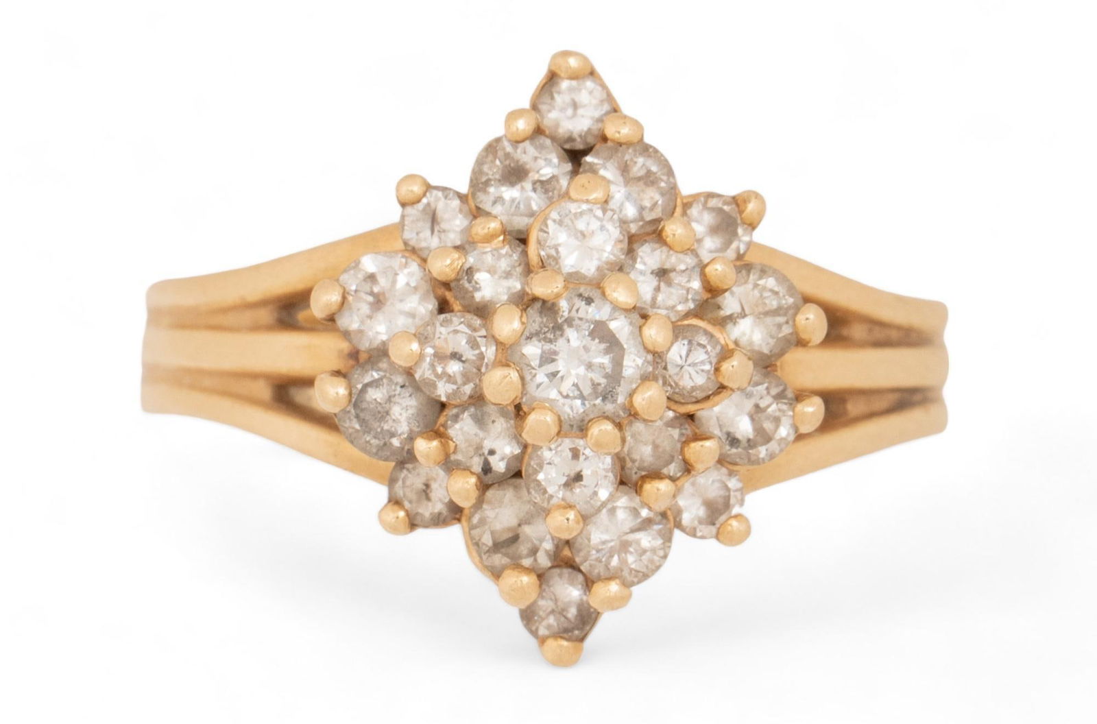 Three Band 14K Gold and Pave Diamond Ring (1 of 5)