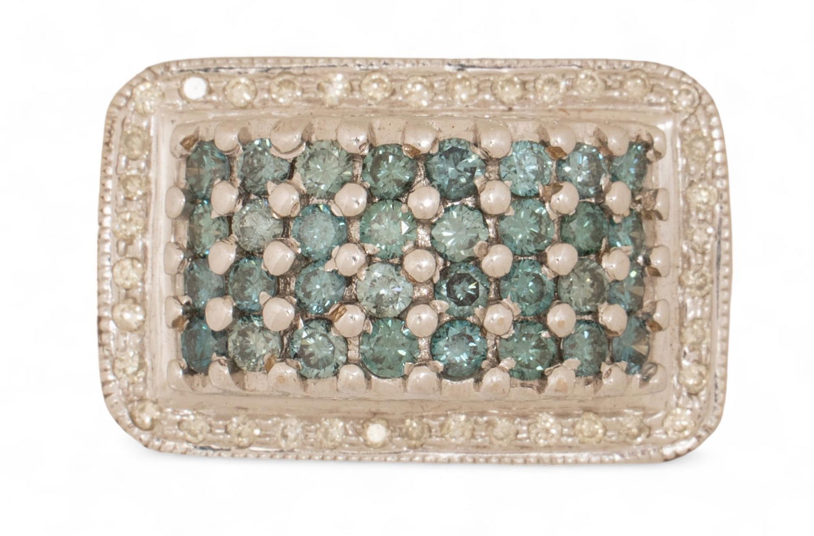 14K White Gold Dome Blue Diamond Ring (1 of 4)