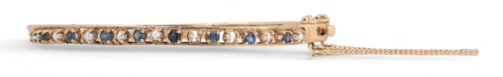 Pearl Sapphire 14k Gold Bangle Bracelet (1 of 6)