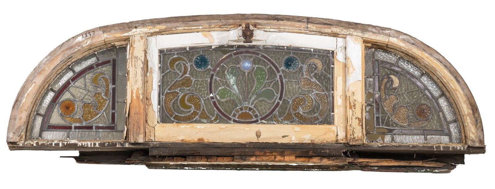 Stained Glass Transom, Scroll Motif (1 of 3)