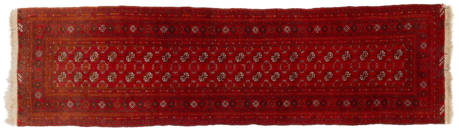 Handwoven Estate Rug, 9 ft. 8 in. x 2 ft. 7 in.: Handwoven estate rug 9 ft. 8 in. x 2 ft. 7 in. Shipping available for this lot through our partner 4CL; please request a shipping quote at shipping@vogtauction.com or 210-971-5750. You may also op