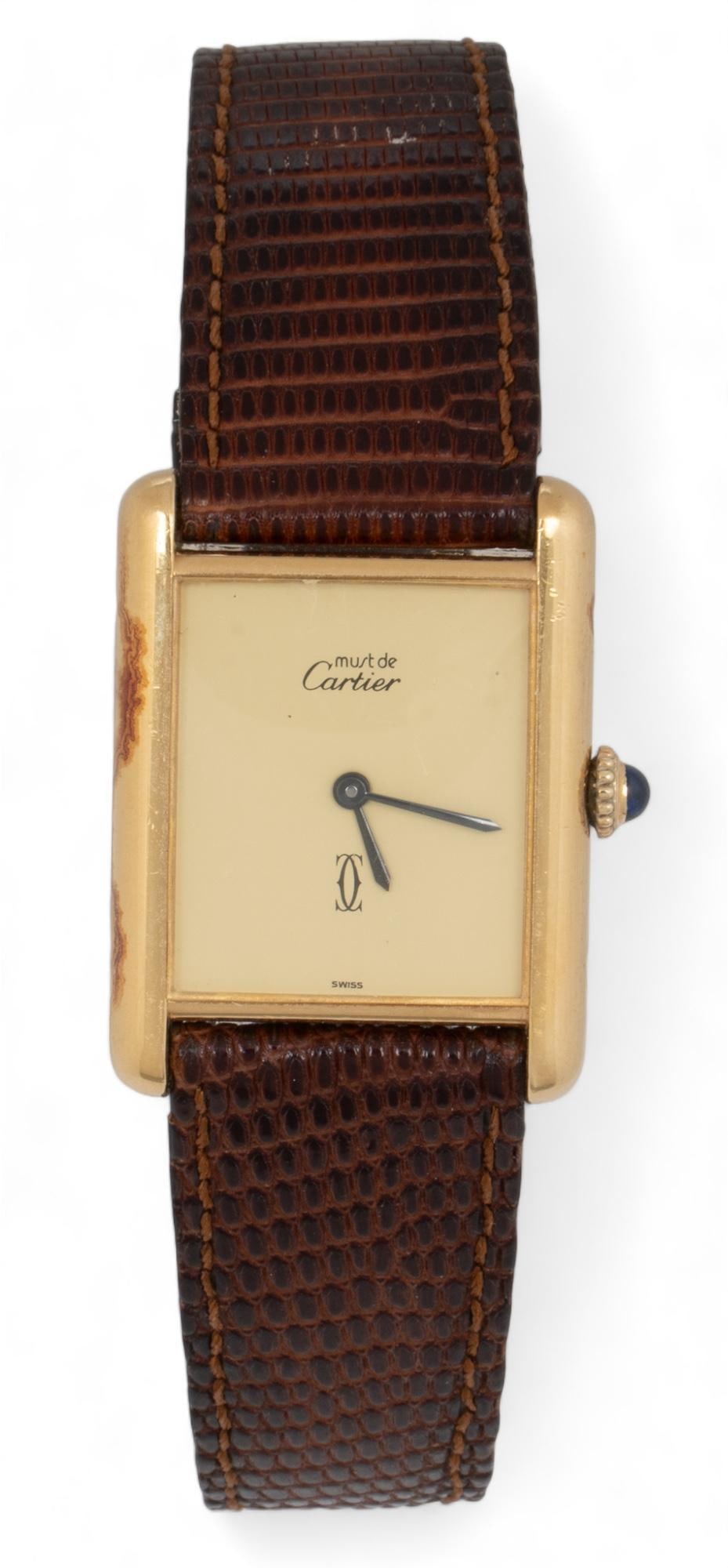 Sterling Silver Cartier Watch with Leather Band (1 of 9)