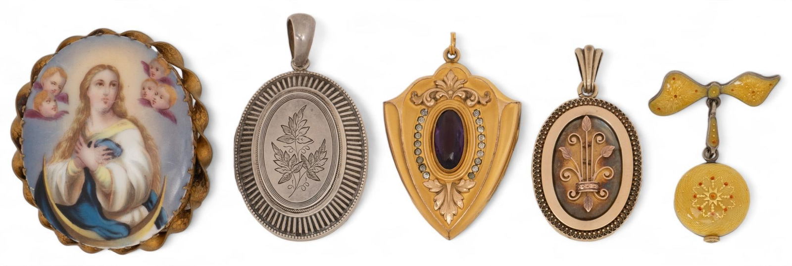 Collection of (5) Victorian Lockets and Pendants (1 of 7)