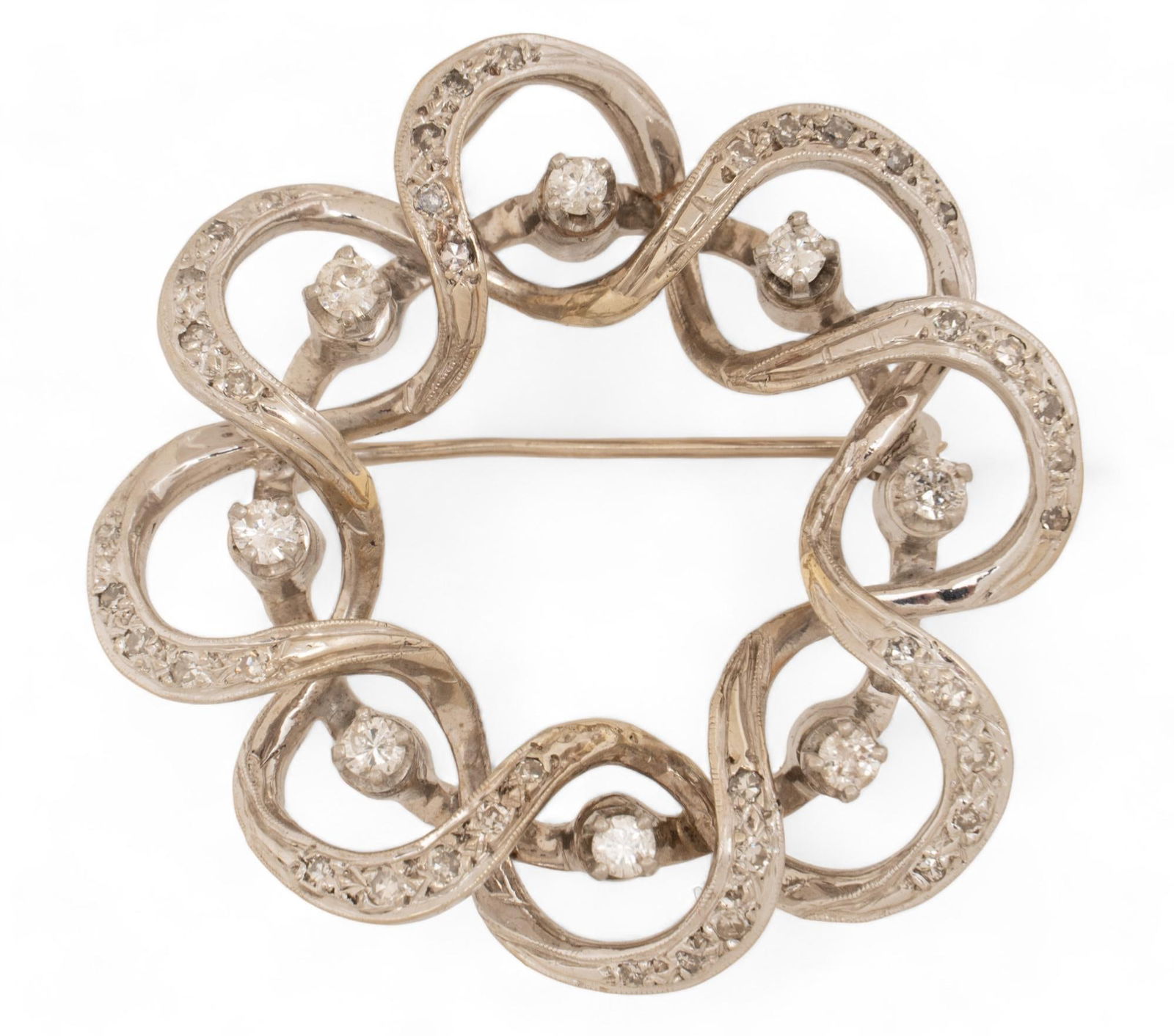 14K White Gold Diamond Brooch (1 of 4)
