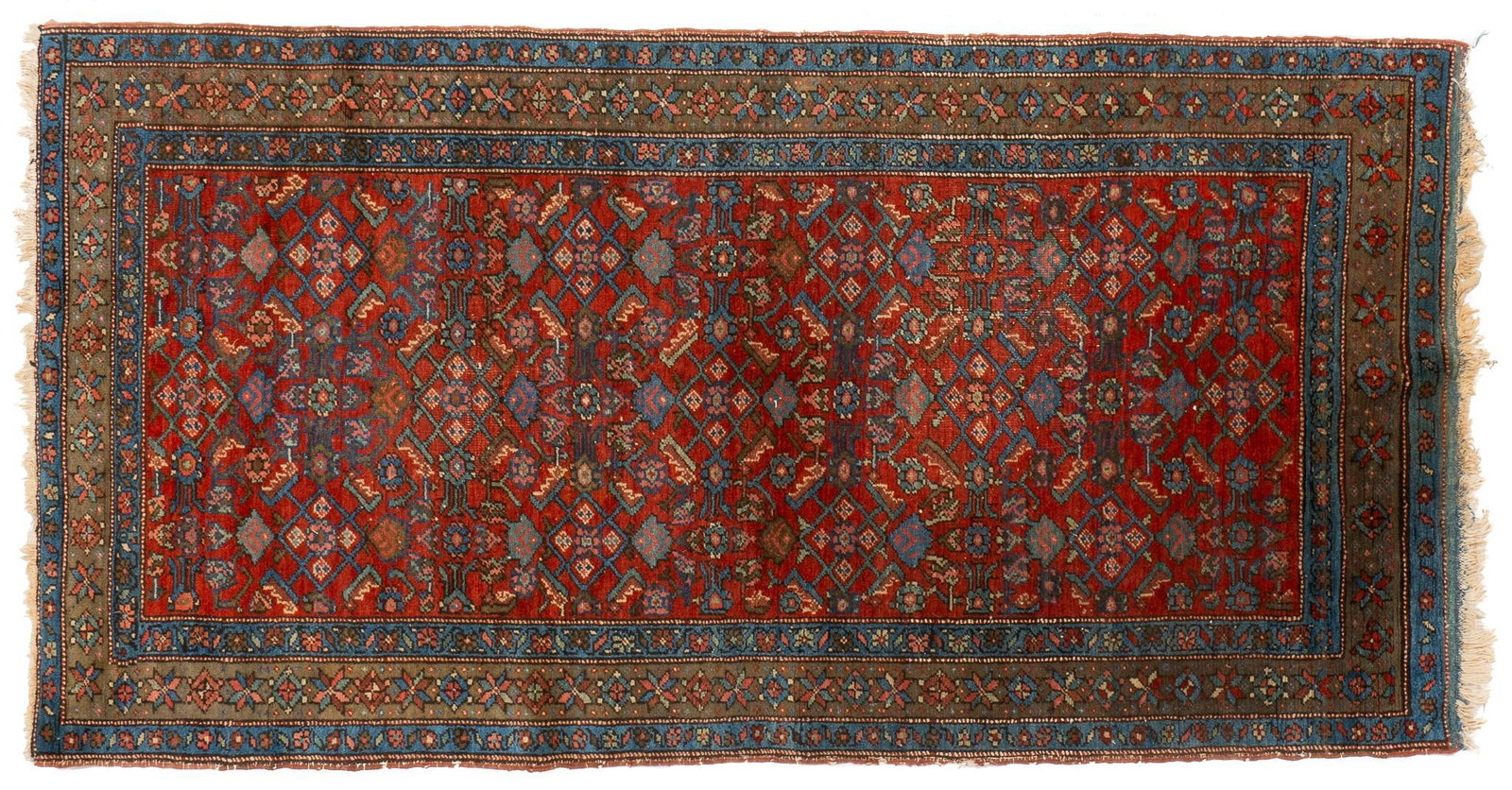 Handwoven Estate Rug. 6 ft. 11 in. x 3 ft. 6 in.: Handwoven estate rug 6 ft. 11 in. x 3 ft. 6 in. Shipping available for this lot through our partner 4CL; please request a shipping quote at shipping@vogtauction.com or 210-971-5750. You may also o