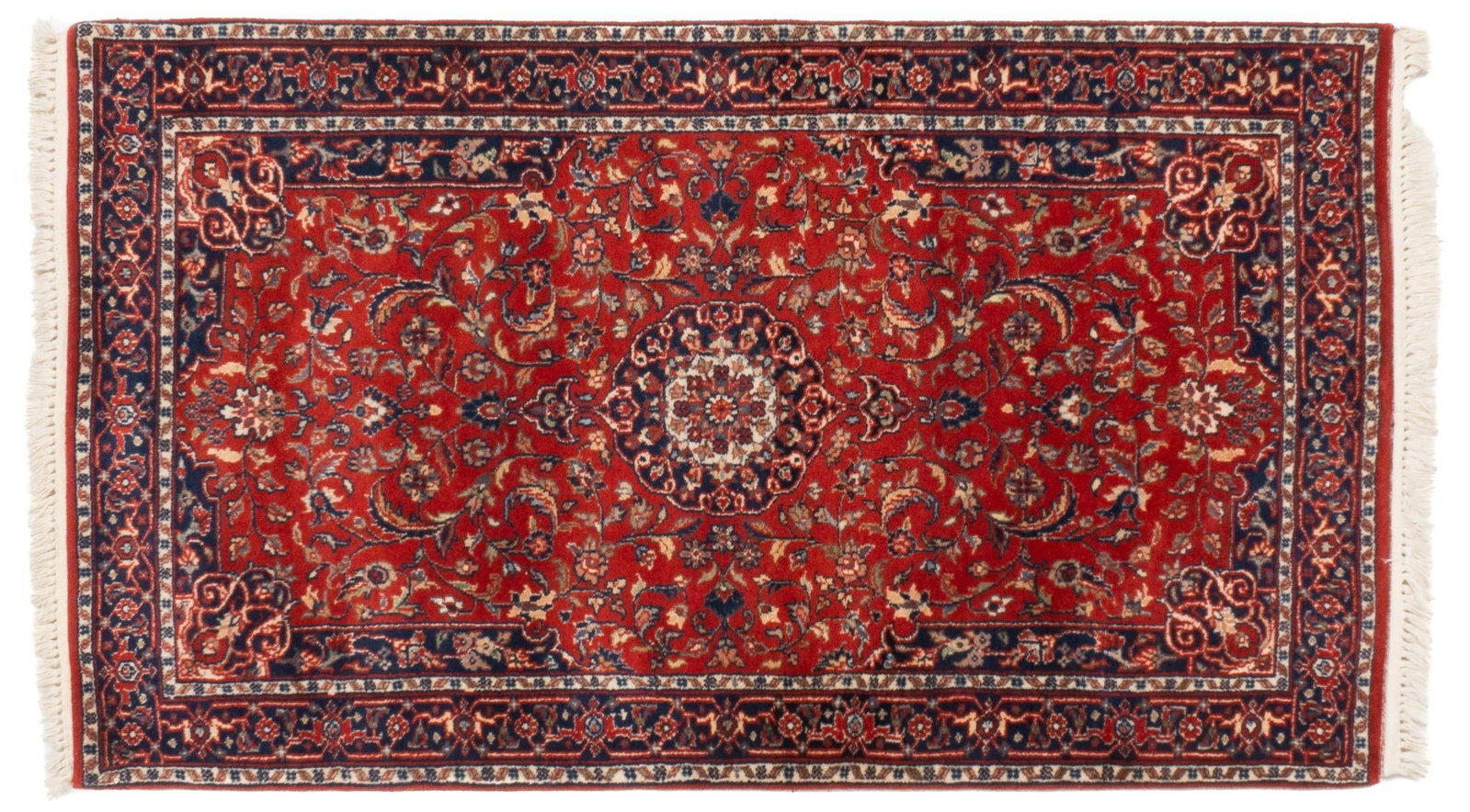 Handwoven Estate Rug, 6 ft. 3 in. x 3 ft.: Handwoven estate rug 6 ft. 3 in. x 3 ft. Shipping available for this lot through our partner 4CL; please request a shipping quote at shipping@vogtauction.com or 210-971-5750. You may also opt for 