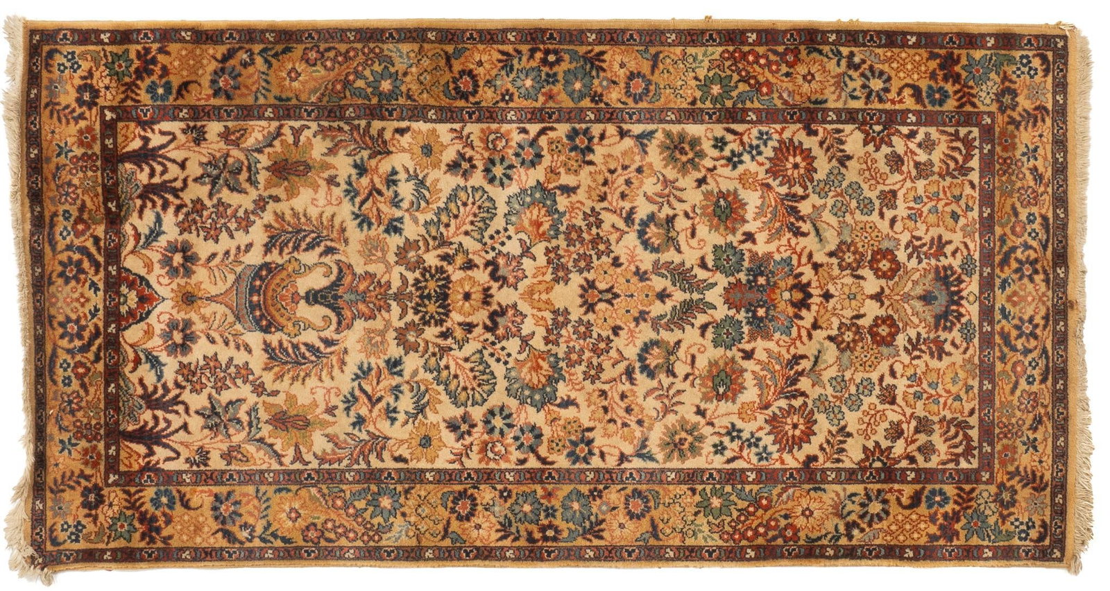 Estate Rug, 5 ft. 9 in. x 3 ft.: Estate rug 5 ft. 9 in. x 3 ft. Condition: Stain on corner of rug Shipping available for this lot through our partner 4CL; please request a shipping quote at shipping@vogtauction.com or 210-971-575