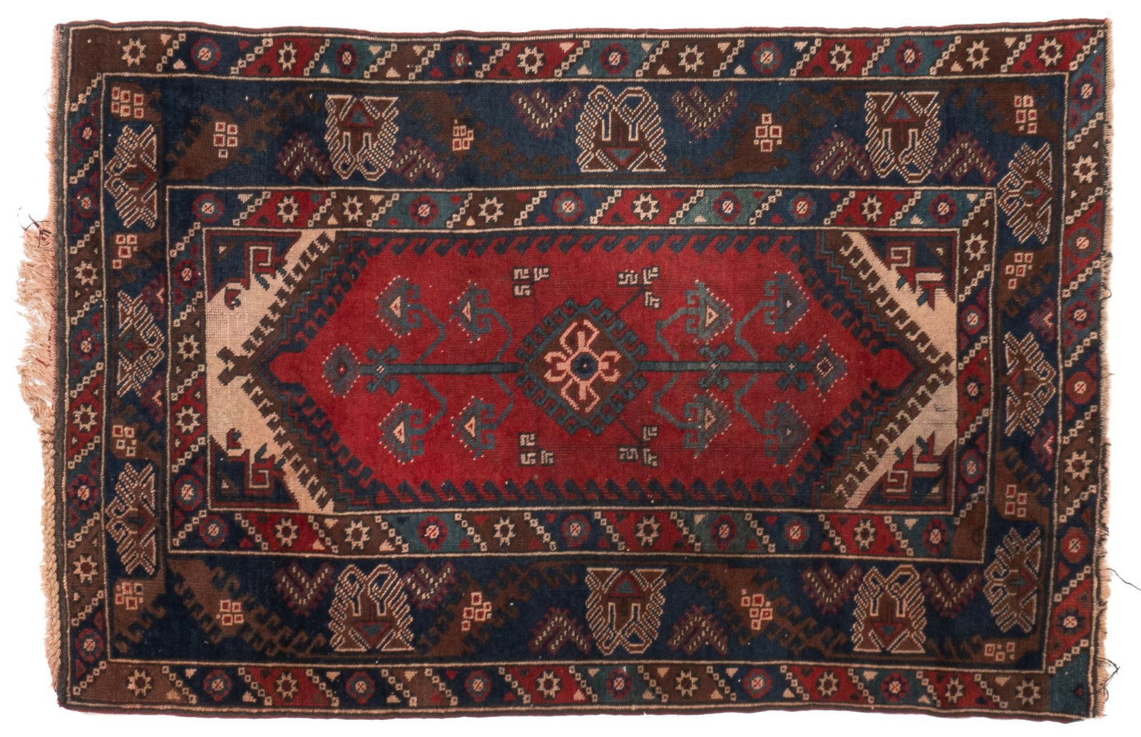 Handwoven Estate Rug, 5 ft. 11 in. x 3 ft. 10 in.: Hanwoven estate rug 5 ft. 11 in. x 3 ft. 10 in. Shipping available for this lot through our partner 4CL; please request a shipping quote at shipping@vogtauction.com or 210-971-5750. You may also o