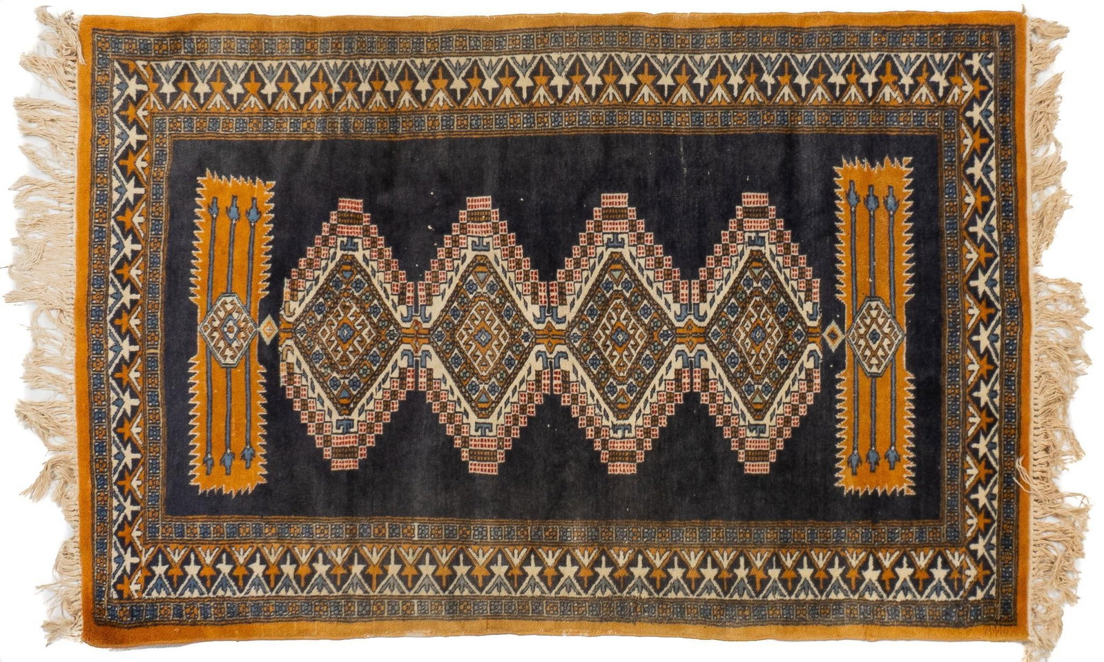Handwoven Estate Rug, 4ft. 10 in. x 3 ft. 3 in.: Handwoven estate rug 4ft. 10 in. x 3 ft. 3 in. Shipping available for this lot through our partner 4CL; please request a shipping quote at shipping@vogtauction.com or 210-971-5750. You may also op