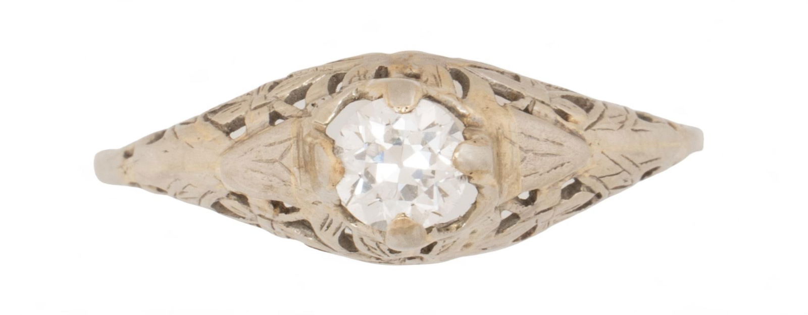 Art Deco Diamond 14K Gold Filigree Ring (1 of 3)