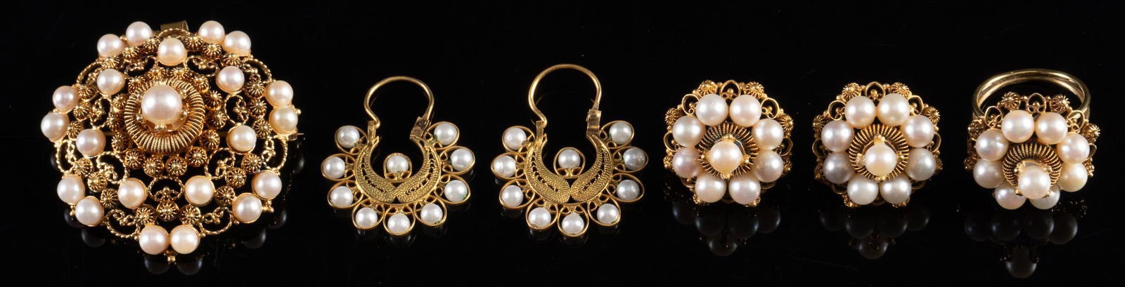 Antique Mexican Pearl 10K Gold Set (1 of 12)