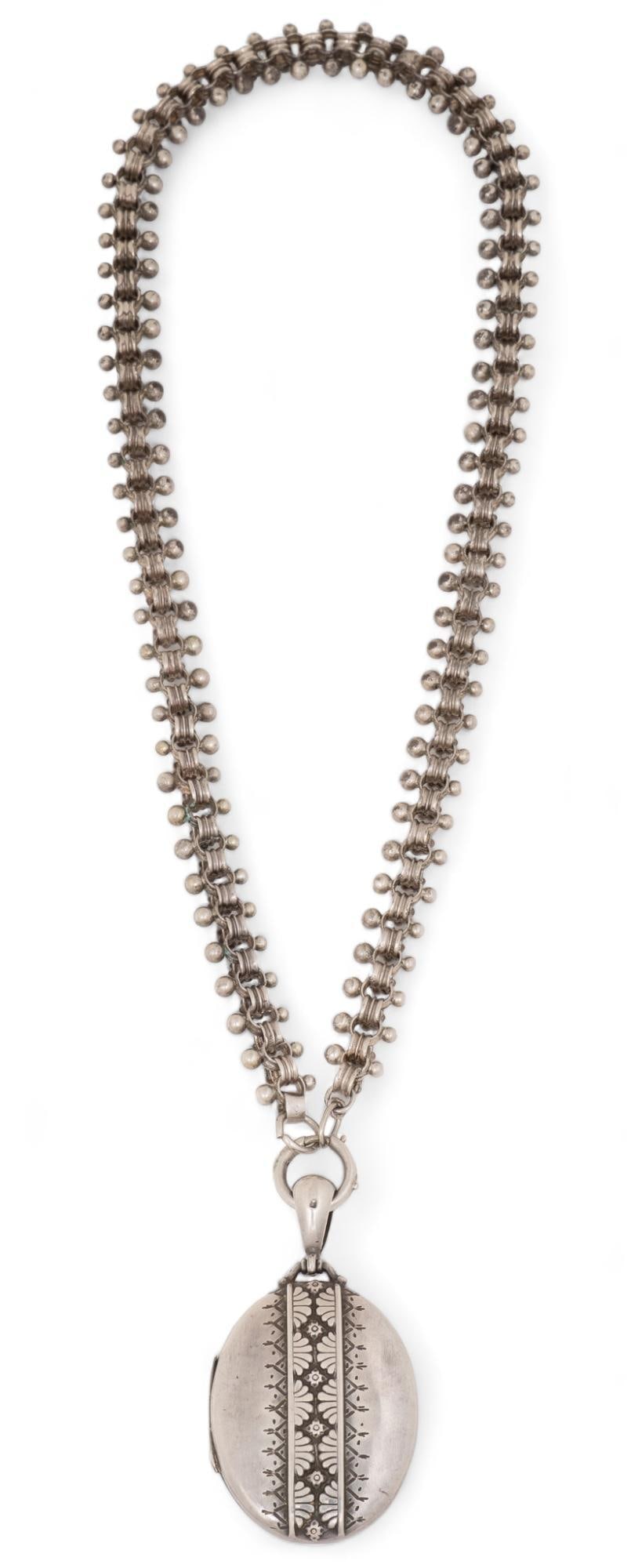 Victorian English Sterling Silver Bookchain Locket Necklace (1 of 7)