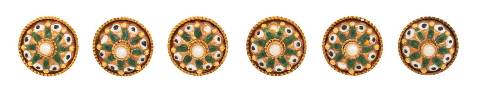 Victorian Seed Pearl Enamel 18K Gold Buttons (1 of 4)