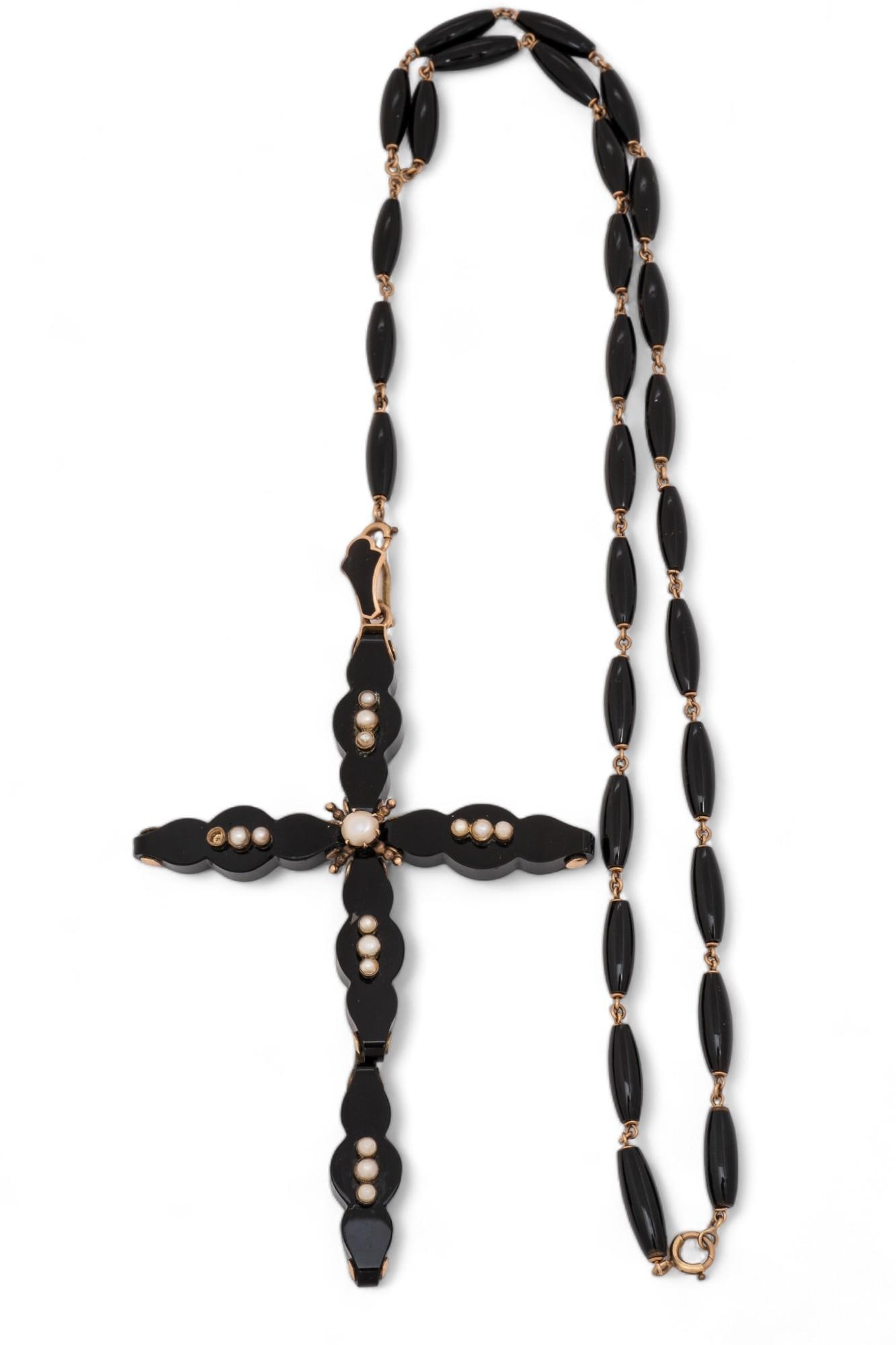 Victorian Onyx and Pearl Mourning Necklace (1 of 7)