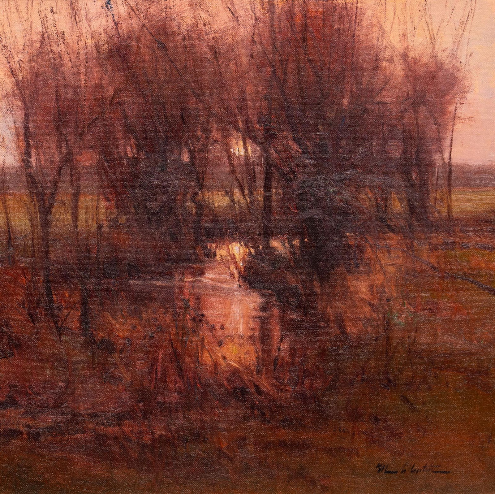 Michael Albrechtsen, "Through the Maze": Michael Albrechtsen (Amer., b. 1962), "Through the Maze", oil on canvas sight: 15 x 15 in., frame: 23.5 x 23.5 in. Provenance: Property from the lifelong collection of a prominent artist in