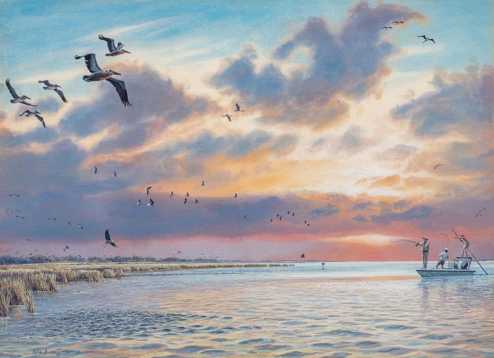 Herb Booth, Fishermen and Pelicans (1 of 4)