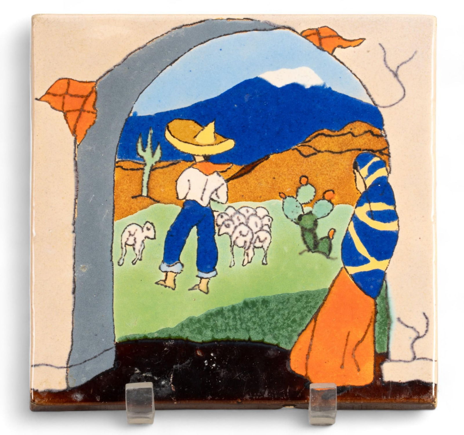 San Jose Pottery Tile, Pastoral Scene (1 of 5)