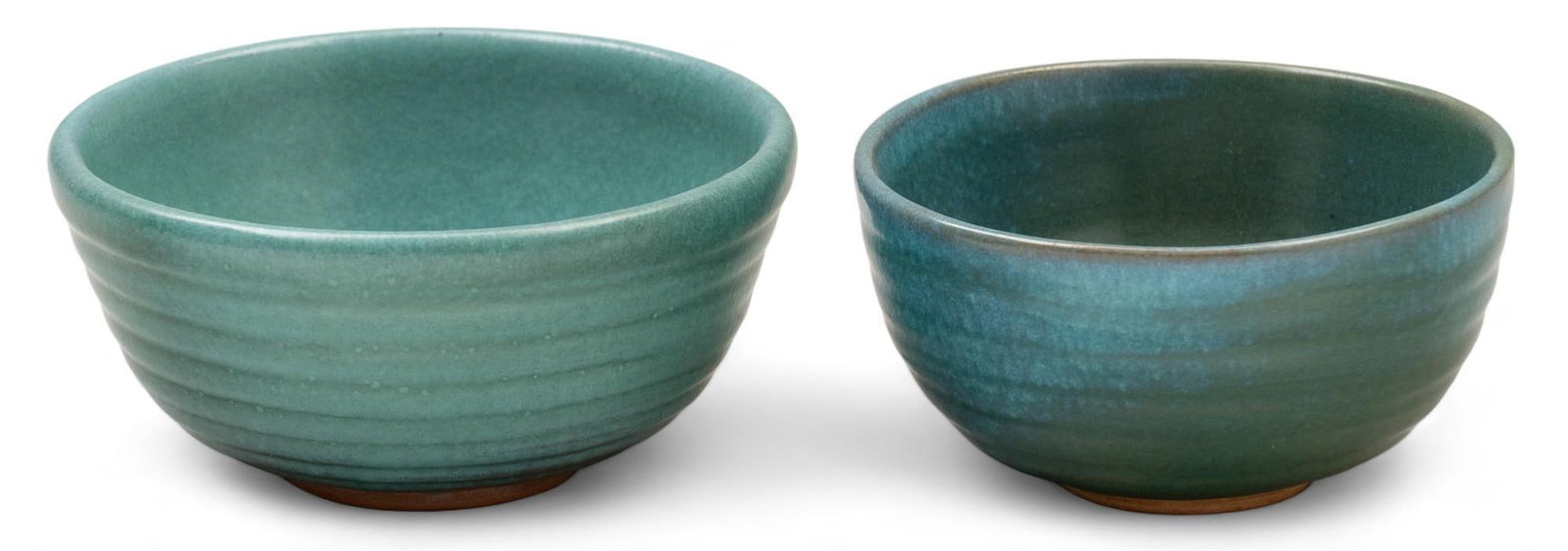 Harding Black, (2) Bowls, 1976-79: Harding Black (San Antonio, Texas, 1912-2004), (2) bowls, 1976 and 1979, red stoneware with turquoise glaze height 3 in. x 6 in. diameter / greater Shipping available for this lot through our partner 