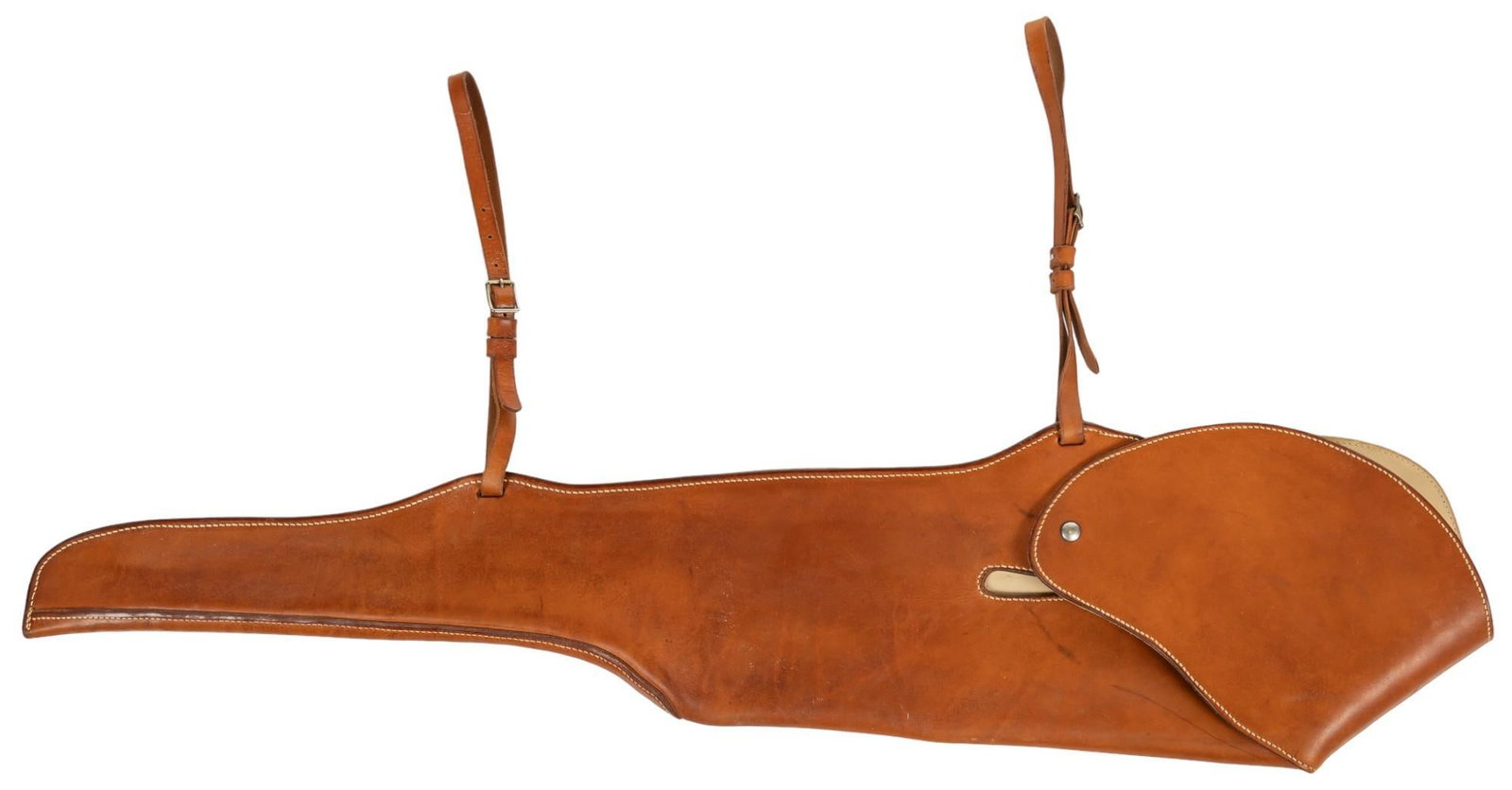 King Ranch Leather Rifle Scabbard: King Ranch brand leather rifle scabbard, two leather straps height 46 in. x width 22 in. x depth 3 in. Provenance: Property from the monumental lifetime collection of a distinguished Dallas, Texas bus