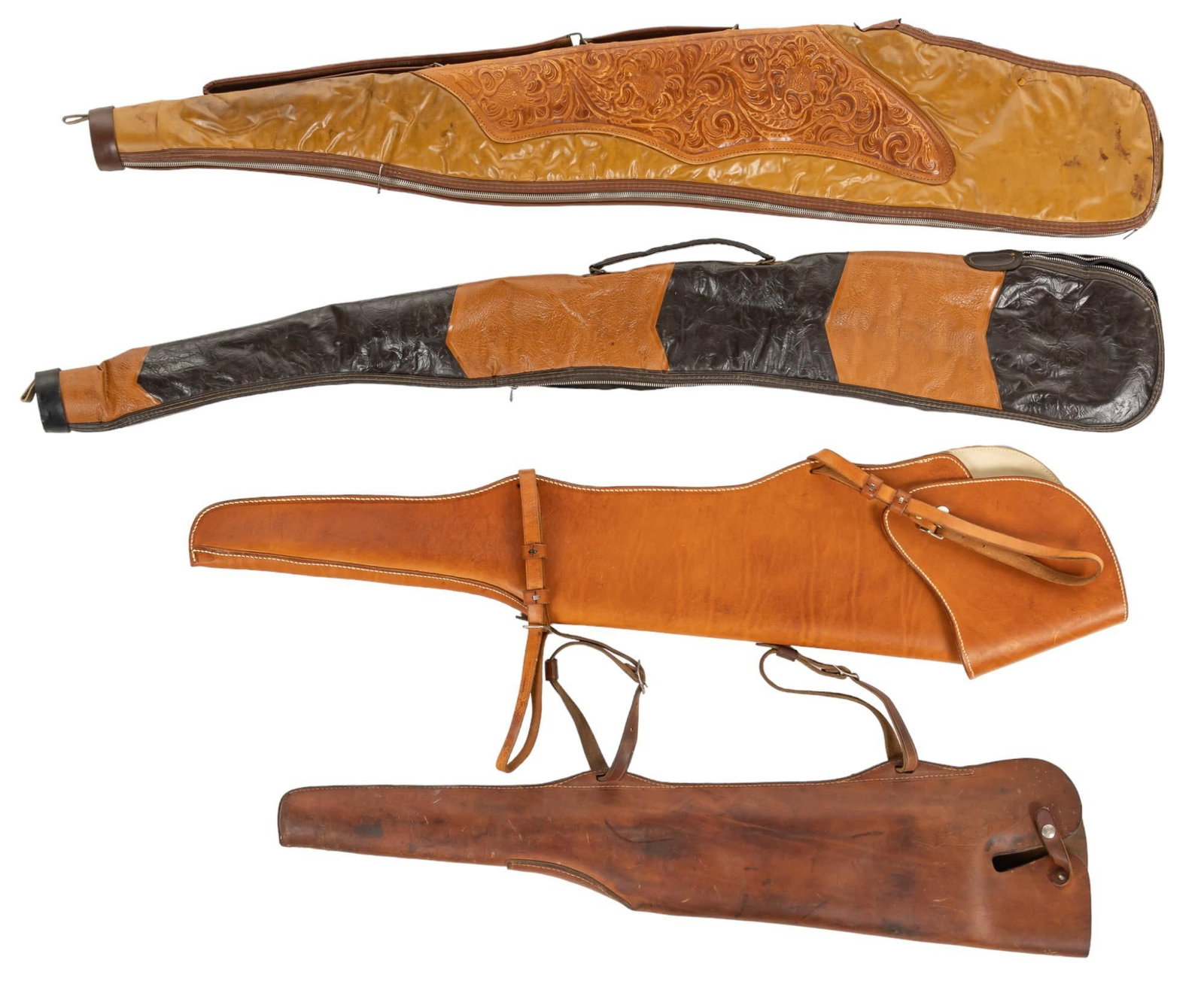 Set of (4) Leather Rifle Cases: Set of four leather rifle cases height 51 in. x width 7 in. x depth 2 in. Provenance: Property from the monumental lifetime collection of a distinguished Dallas, Texas business leader and ranch owner.