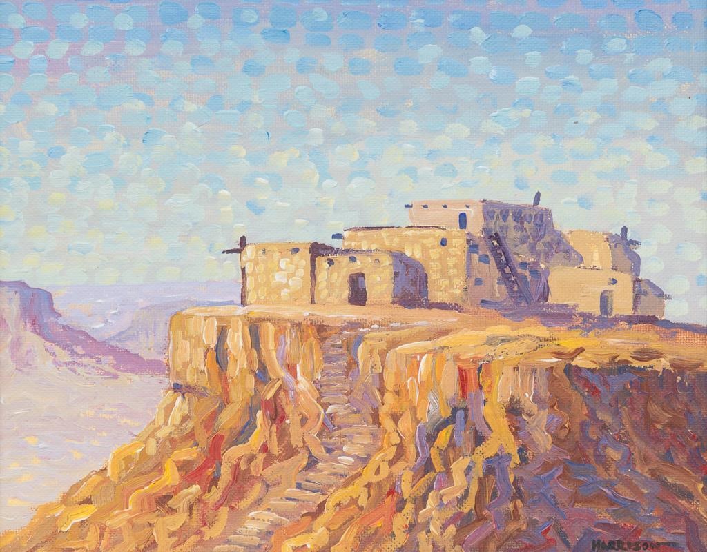 Robert Harrison, "New Mexico", 1980: Robert Harrison (Texas, b. 1949), "New Mexico", 1980, oil on canvas board sight: 8 x 10 in., frame: 10 x 12 in. Robert Harrison was born in San Antonio, Texas, and grew up in the Wimberly area
