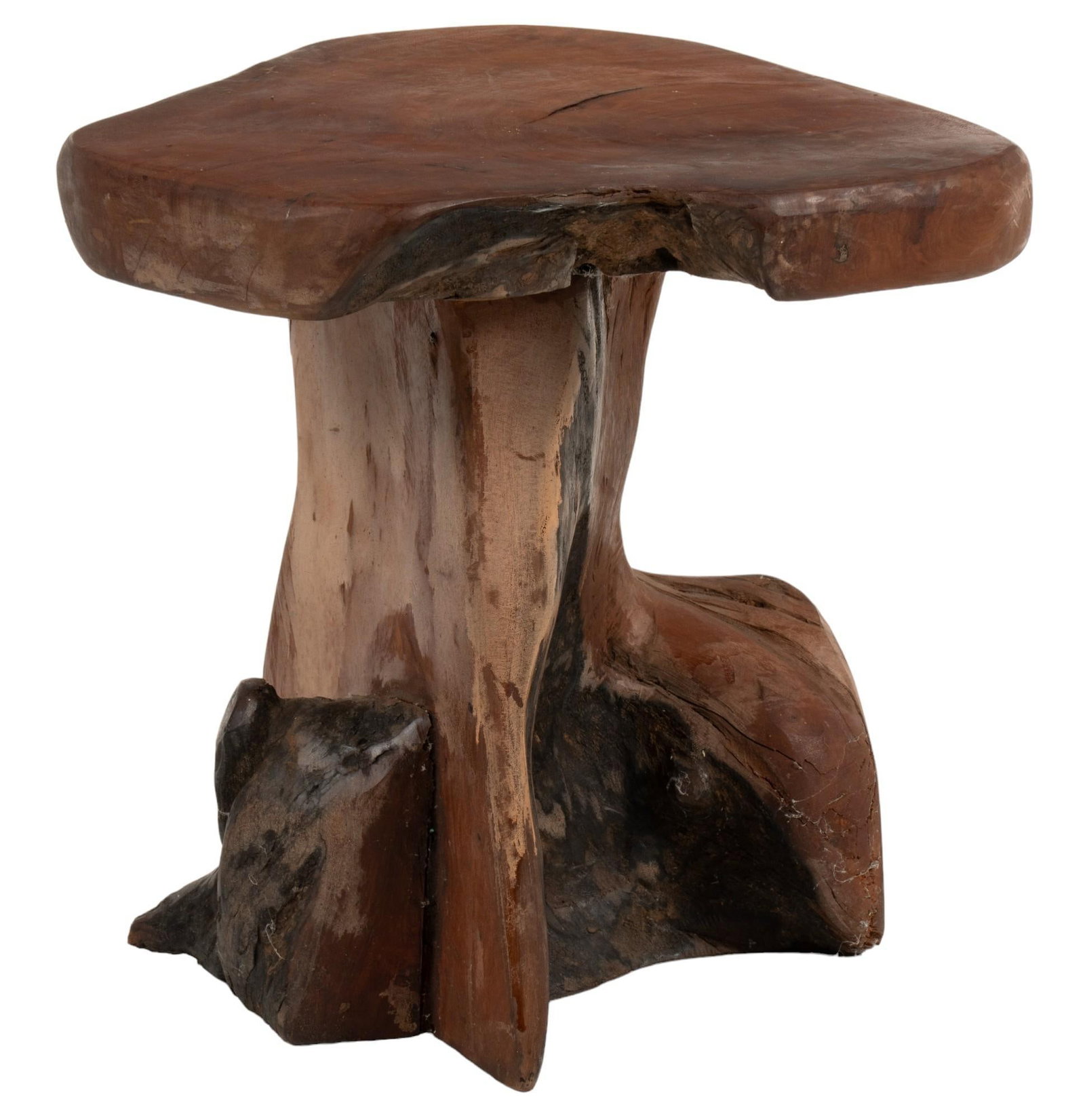 Live Edge Stool: Live edge wooden stool height 18 in. x width 19 in. x depth 18 in. Shipping available for this lot through our partner 4CL; please request a shipping quote at shipping@vogtauction.com or 210-971-5