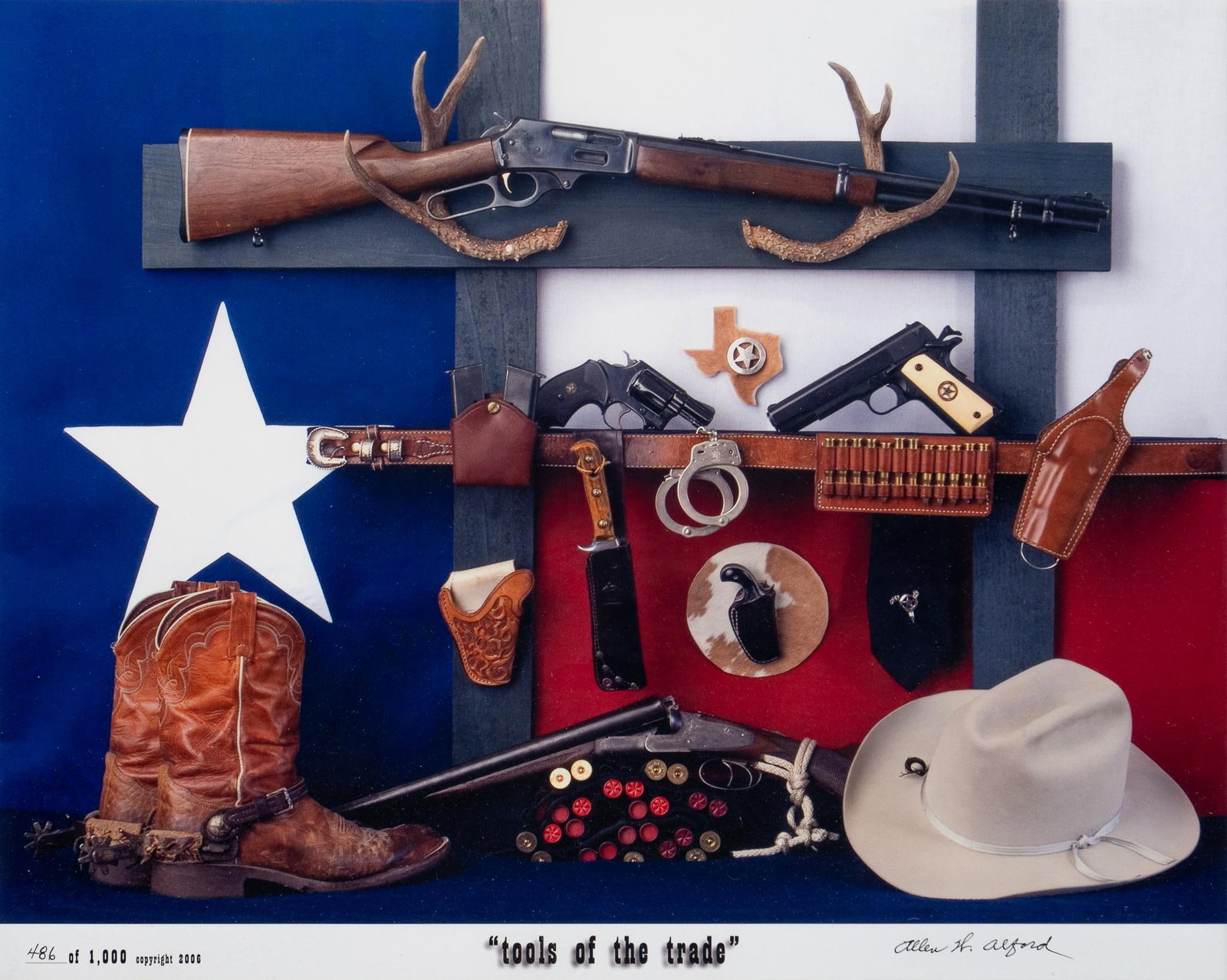 Allen Alford, "Tools of the Trade", 2006: Allen Alford, "Tools of the Trade", 2006, signed and numbered photograph print, ed. 486/1000 sight: 25.5 x 30.5 in., frame: 32.5 x 37.5 in. Shipping available for this lot through our partner 