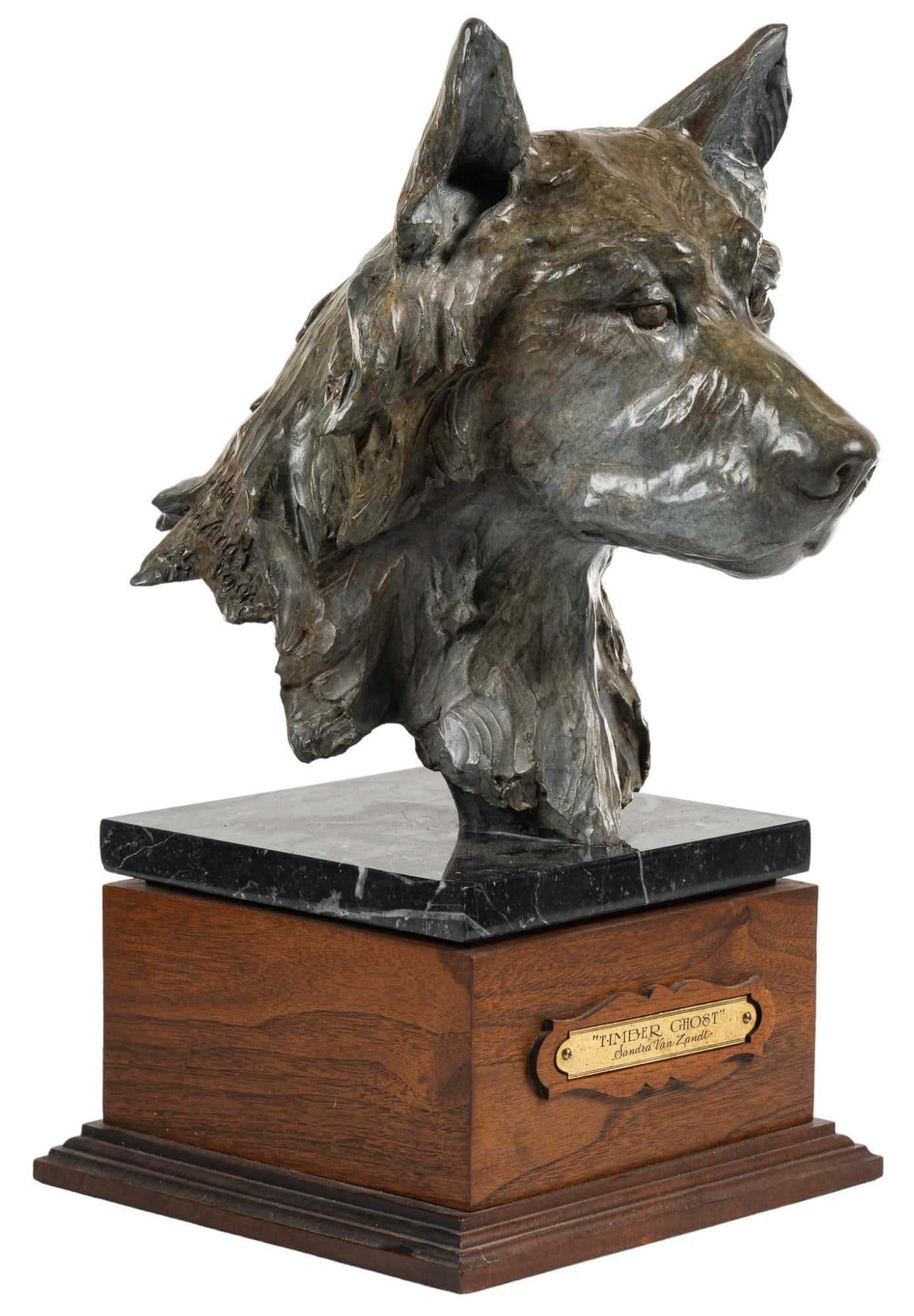 Sandra Van Zandt, "Timber Ghost", 1991: Sandra Van Zandt (Oklahoma, b. 1948), "Timber Ghost", 1991, bronze sculpture, ed. 1/25 height 16 in. x width 9 in. x depth 8.5 in. Shipping available for this lot through our partner 4CL; plea
