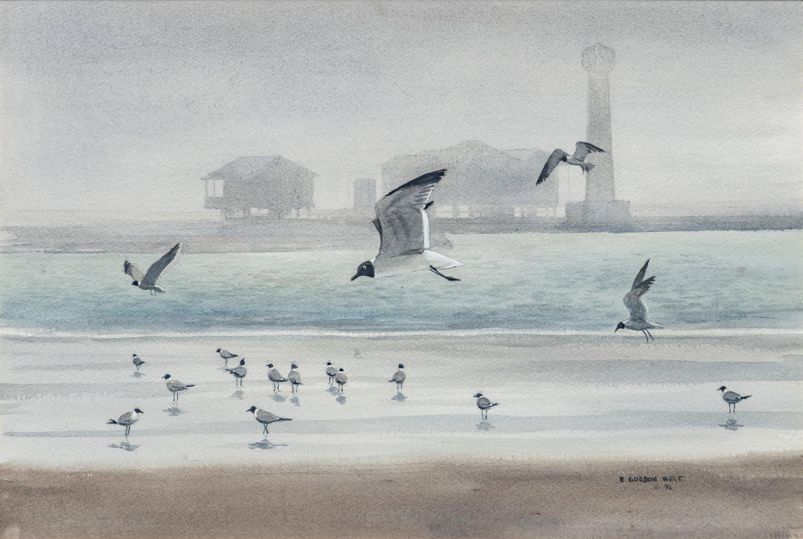 E. Gordon West, "Near St. Joseph Island", 1992: E. Gordon West (Texas, b. 1933), "Near St. Joseph Island", 1992, watercolor on artist paper E. Gordon West gained notice in the San Antonio and South Texas area for his skillful watercolor pai
