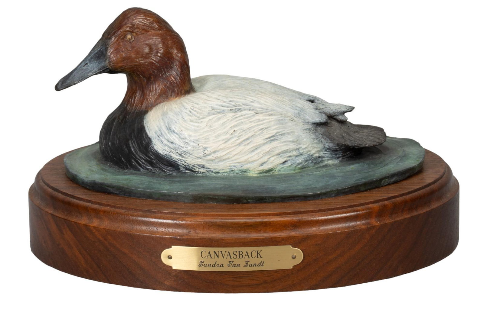 Sandra Van Zandt, "Canvasback": Sandra Van Zandt (Oklahoma, b. 1948), "Canvasback", artist-cast bronze sculpture, ed. 1/25 height 6 in. x width 8 in. x depth 10 in. Provenance: Property from the monumental lifetime collectio