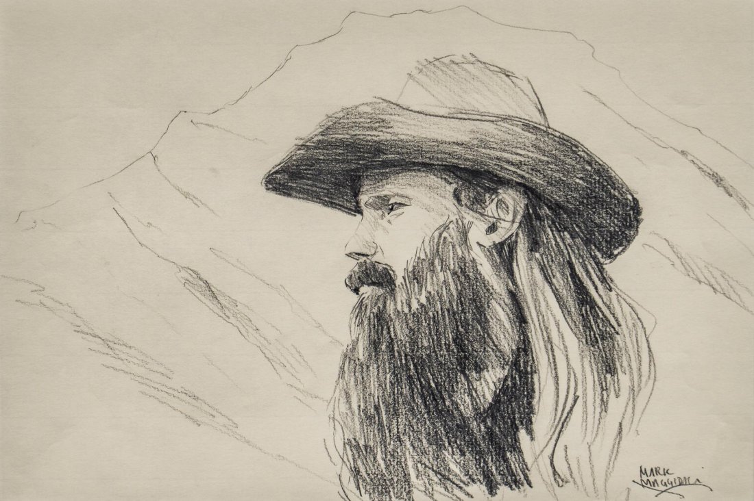 Mark Maggiori, Chris Stapleton Album Cover Study: Mark Maggiori (California / France, b. 1977), pencil sketch for album design commissioned by musician Chris Stapletonsight: 8 x 12 in., frame: 16 x 20 in.After graduating from the prestigious Academie