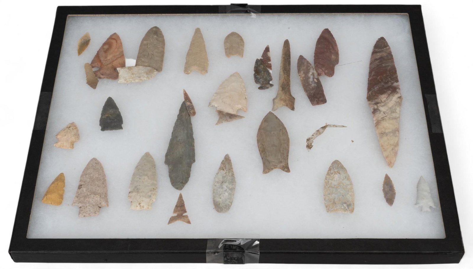Collection of Projectile Points: Collection of projectile points in framed box height 1 in. x width 16 in. x depth 12.5 in. Provenance: Property from the collection of a family in the Alamo Heights neighborhood of San Antonio, Texas 