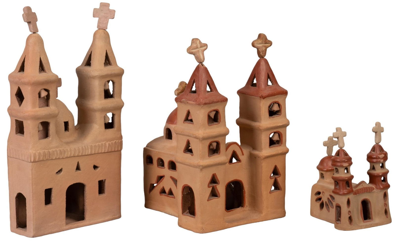 (3) Mexican Folk Art Ceramic Churches (1 of 7)