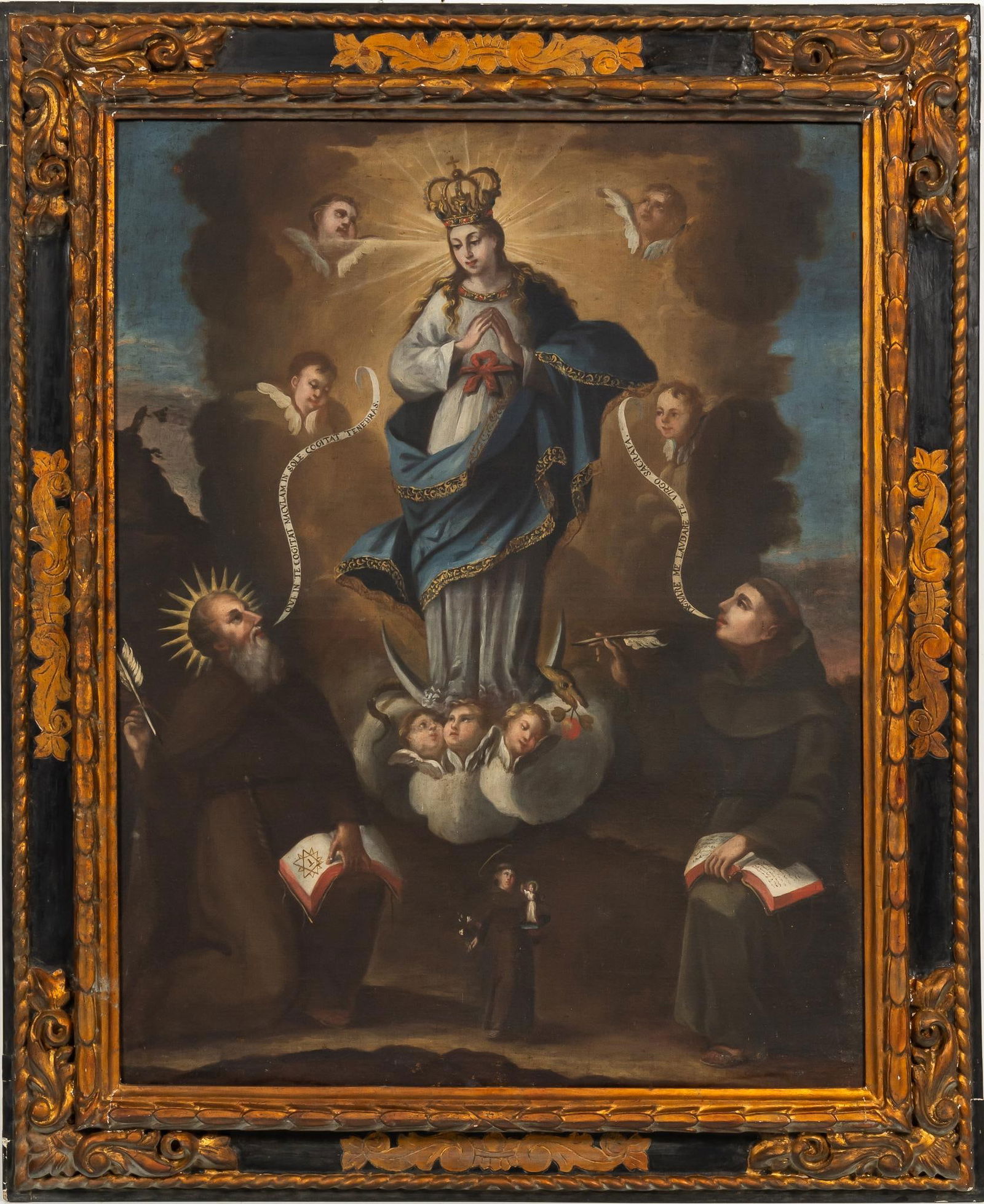 18th C. Adoration of the Virgin Mary, Oil Painting (1 of 6)