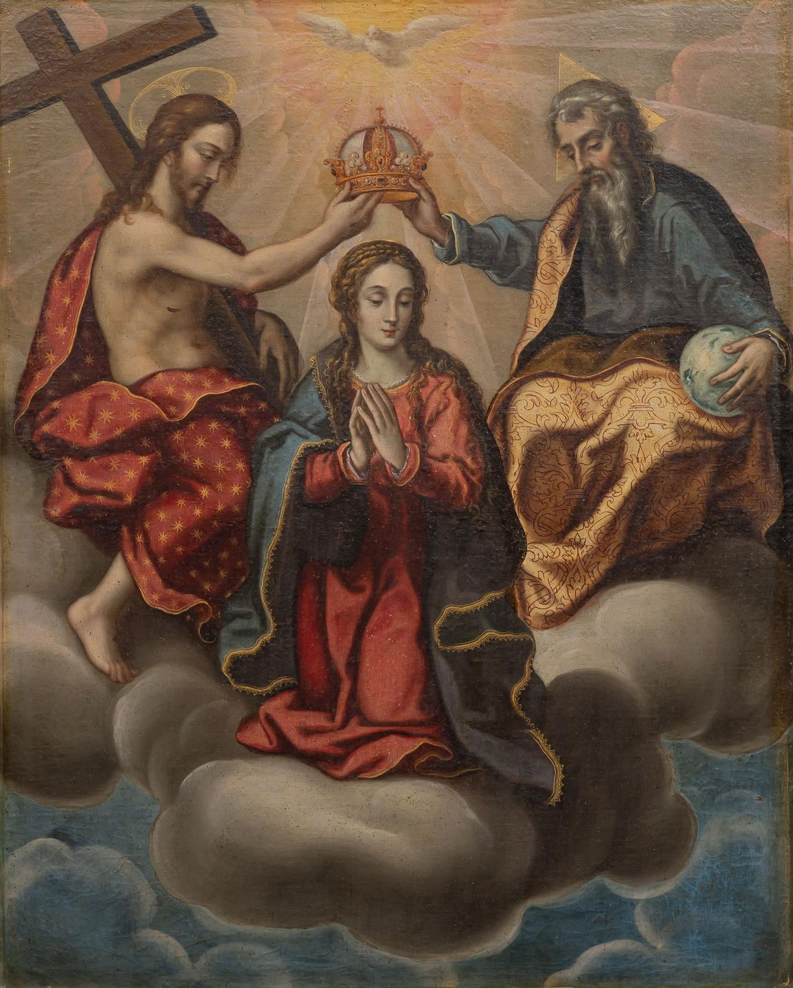 18th C. Coronation of the Virgin Mary, Oil Painting (1 of 4)