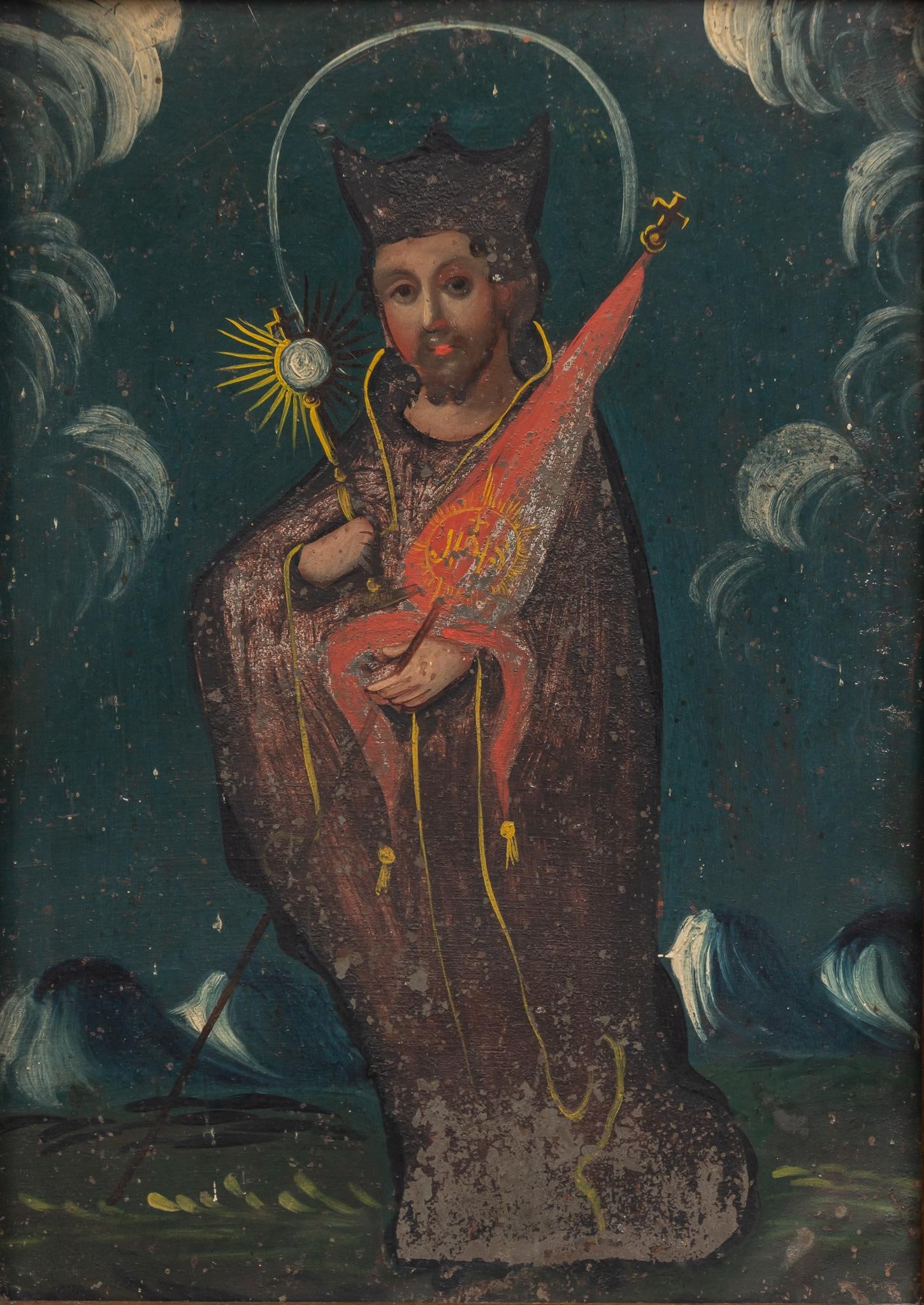 19th C. Mexican Retablo, St. Ignatius de Loyola (1 of 3)