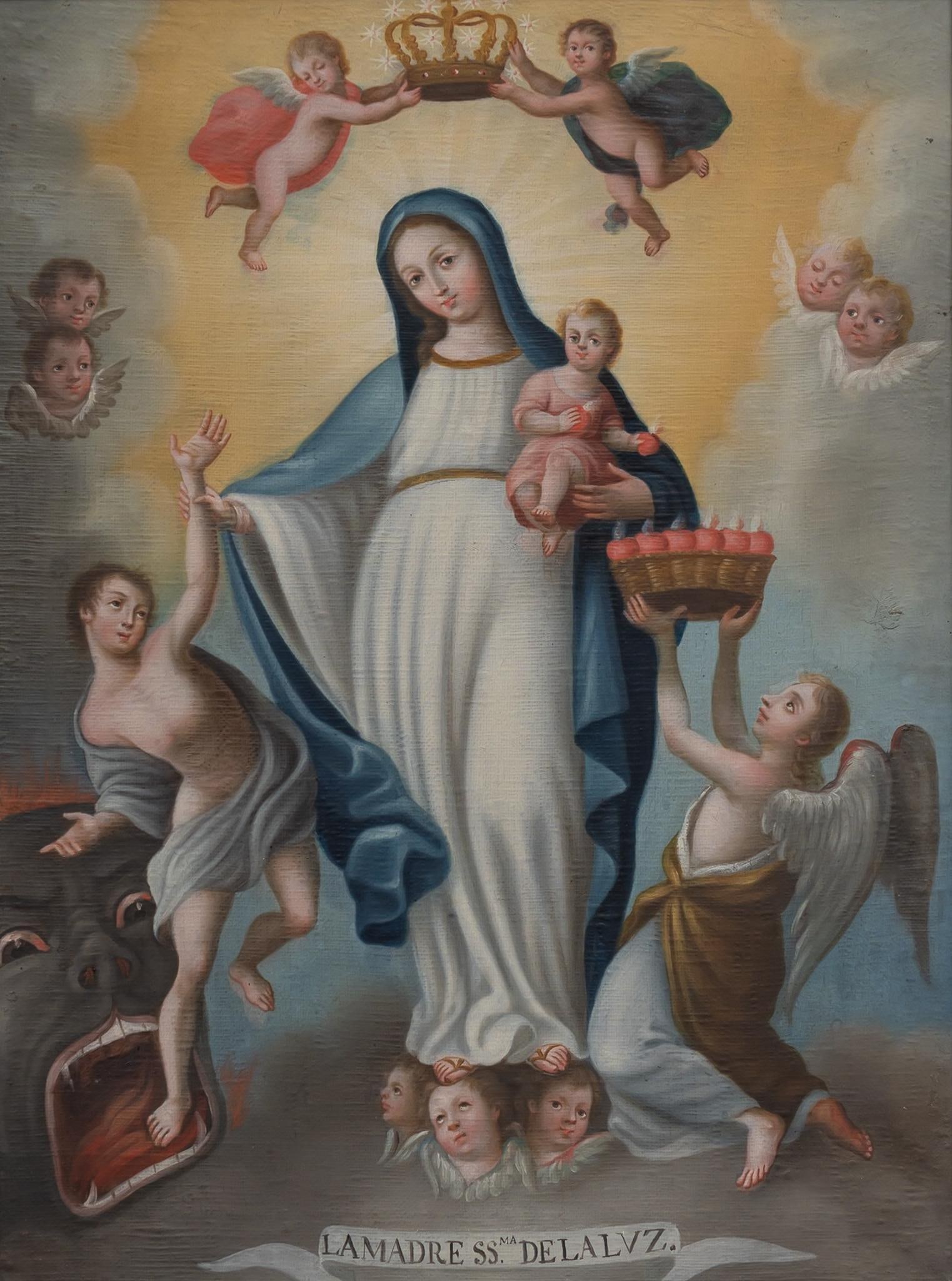 19th C. La Madre de la Luz, Oil Painting (1 of 4)