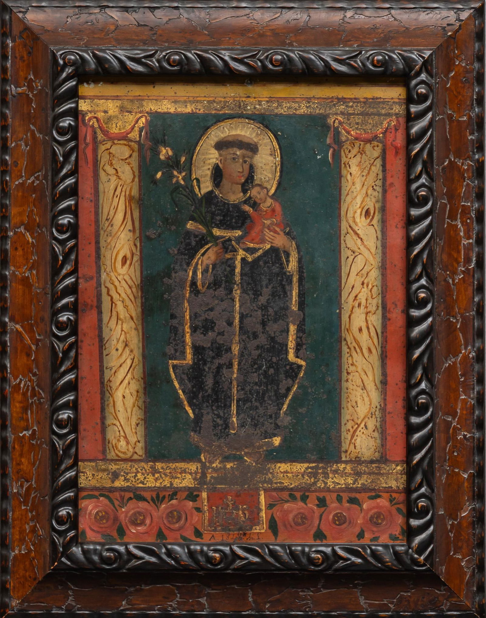 19th C. Mexican Retablo, St. Anthony and Christ Child (1 of 4)