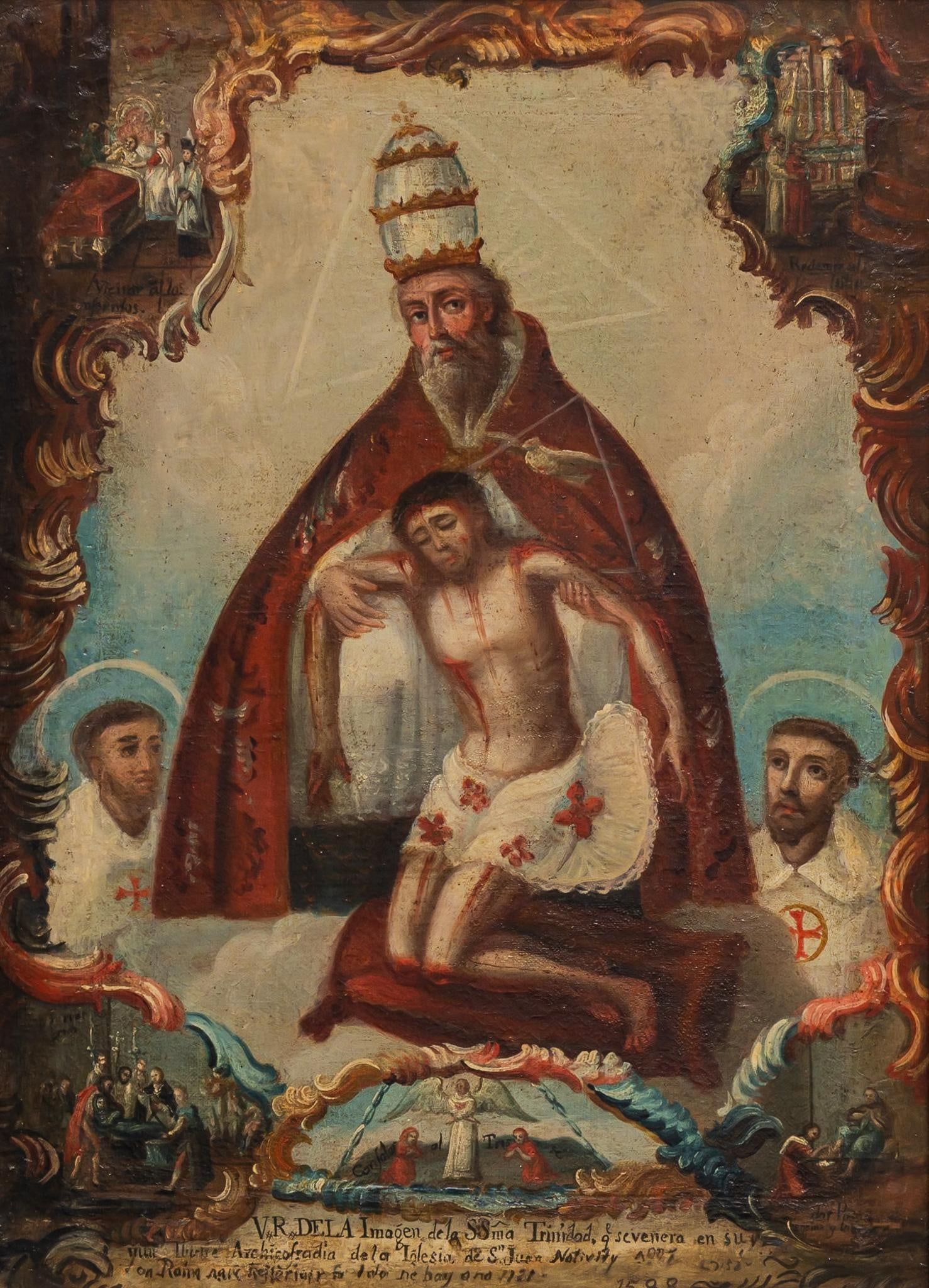 18th C. The Holy Trinity, Oil Painting (1 of 5)