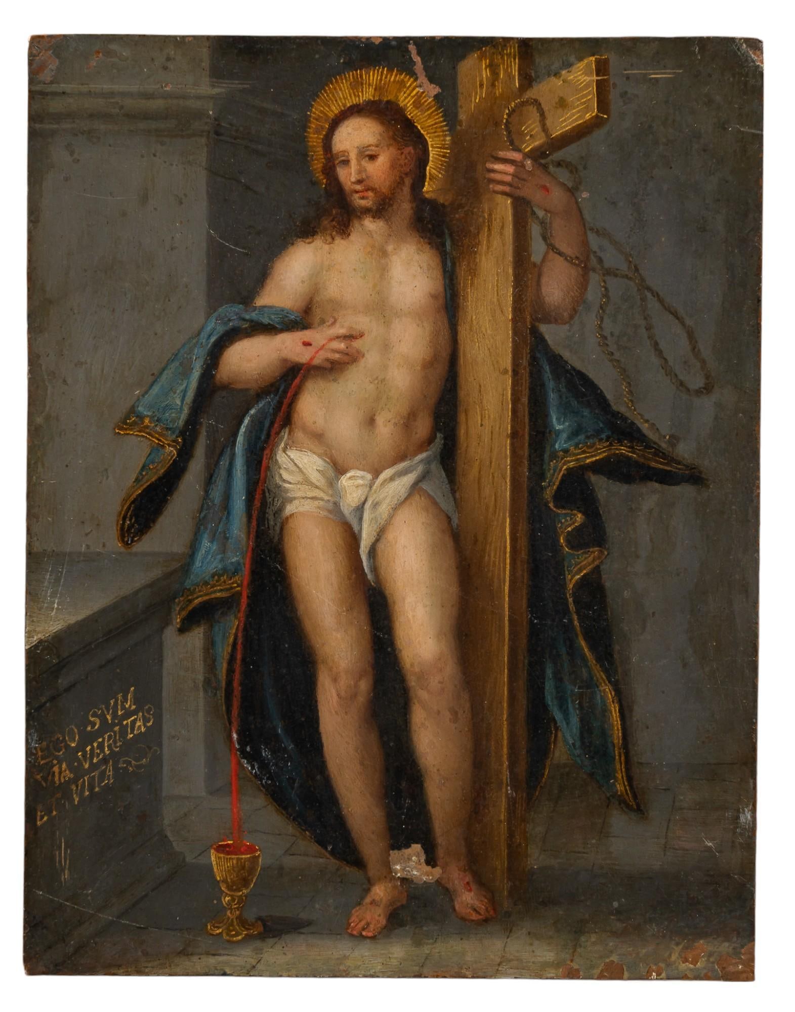 19th C. Mexican Retablo, Alegoria de la Redencion de Cristo (1 of 5)