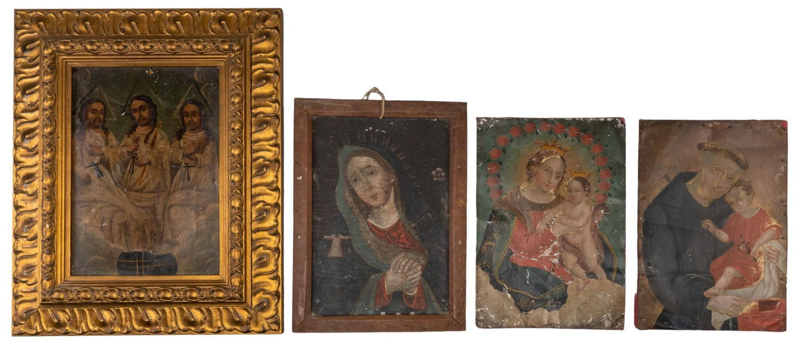 Collection of (4) Retablos, Oil on Tin (1 of 8)