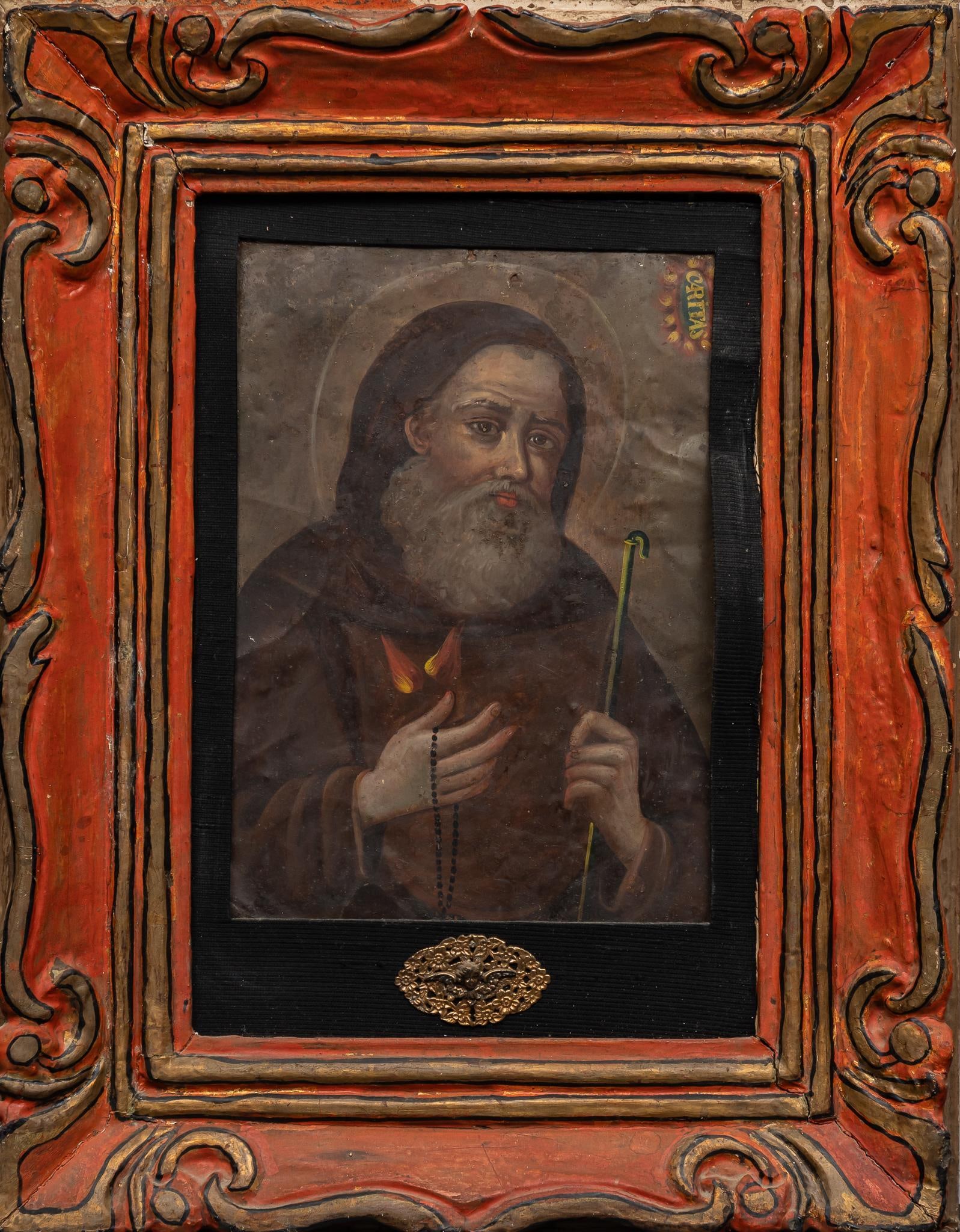 19th C. Mexican Retablo, Saint Francis (1 of 5)