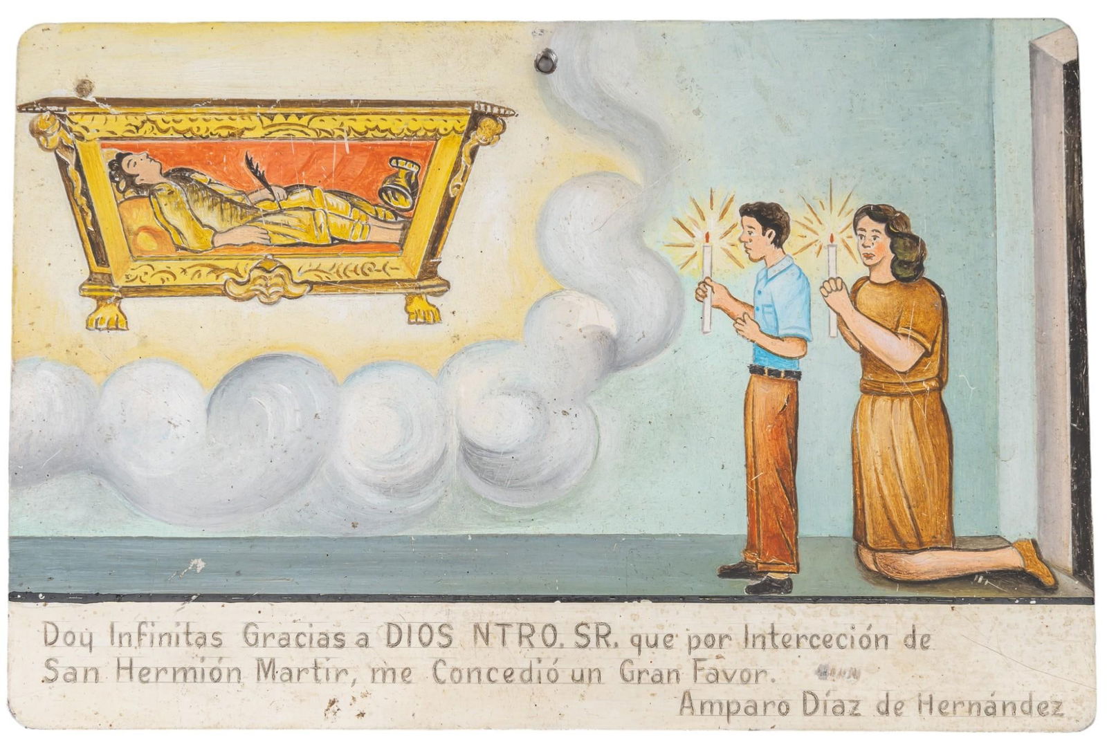 20th C. Mexican Ex-Voto, San Hermion Matrir (1 of 5)