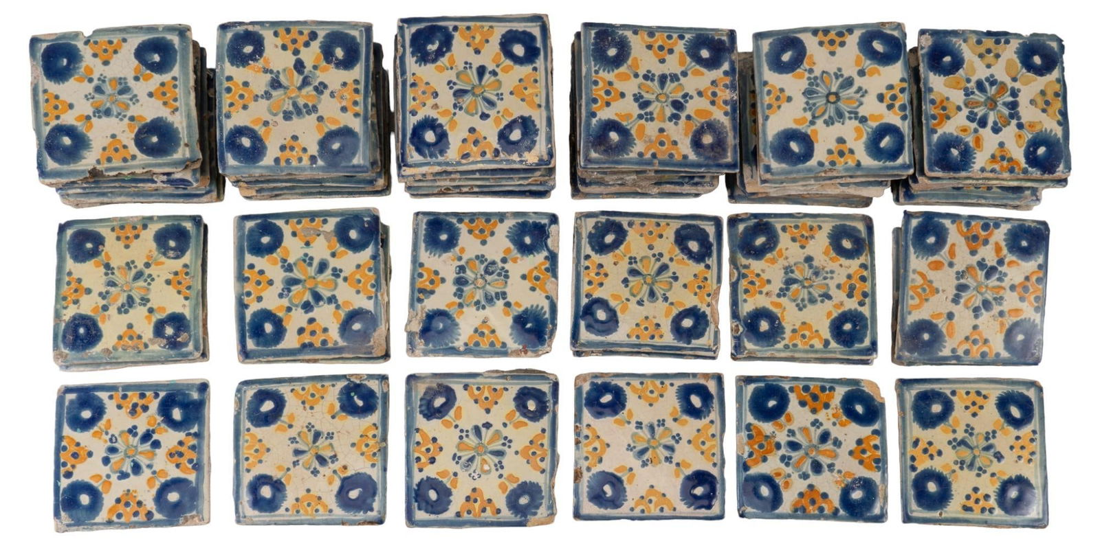 Collection of (48) Spanish Colonial Puebla Mexico Talavera Tiles (1 of 8)