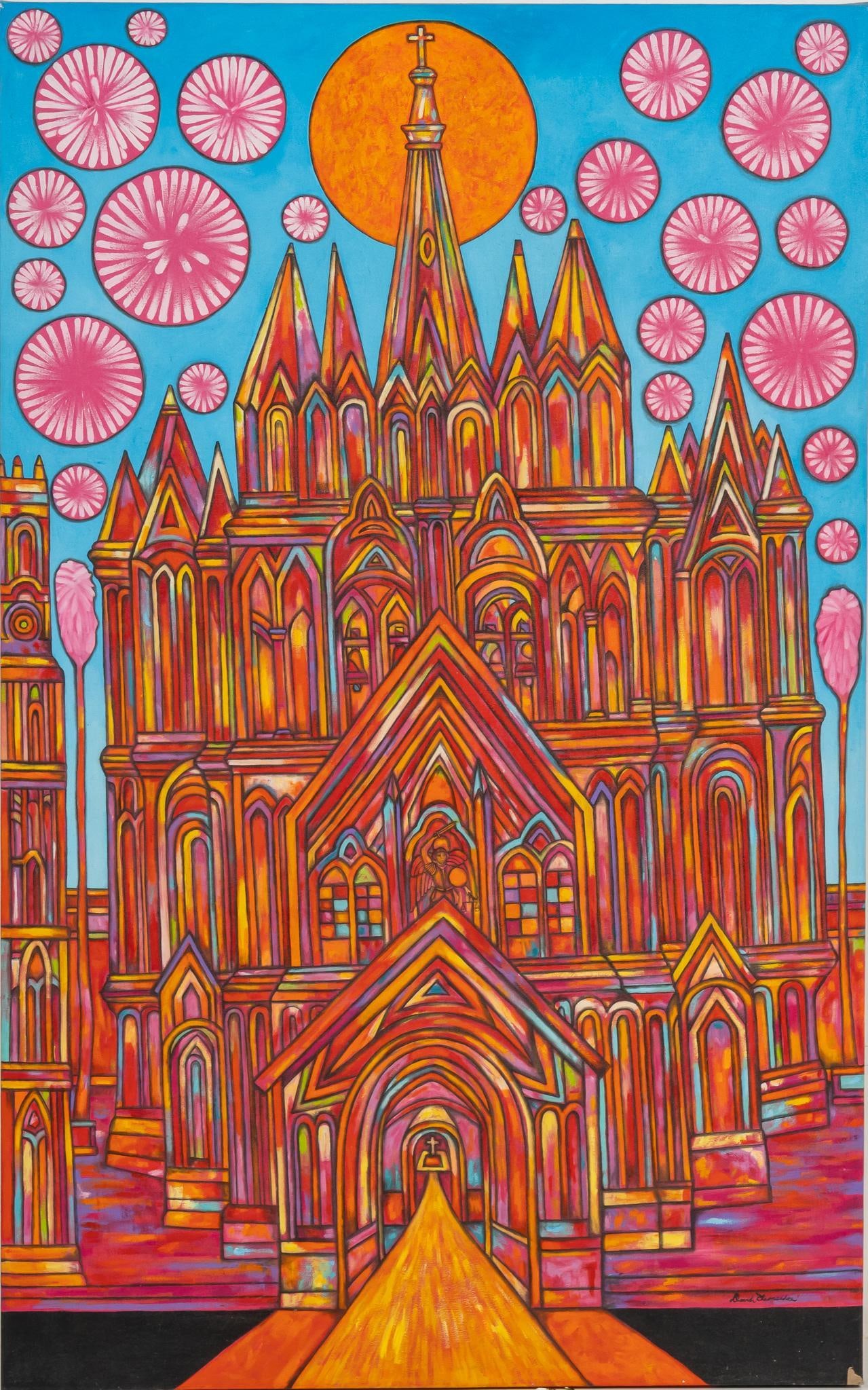 David Leonardo, "Parroquia del Amor": David Leonardo (Mexico, b. 1991), "Parroquia del Amor", oil on canvas, not framed size: 63.5 x 39.5 in. Shipping available for this lot through our partner 4CL; please request a shipping quo