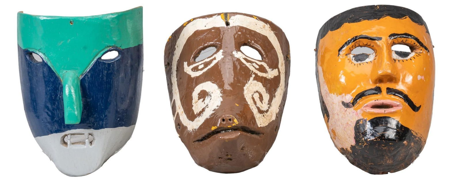(3) Early 20th C. Mexican Folk Art Dance Masks (1 of 8)