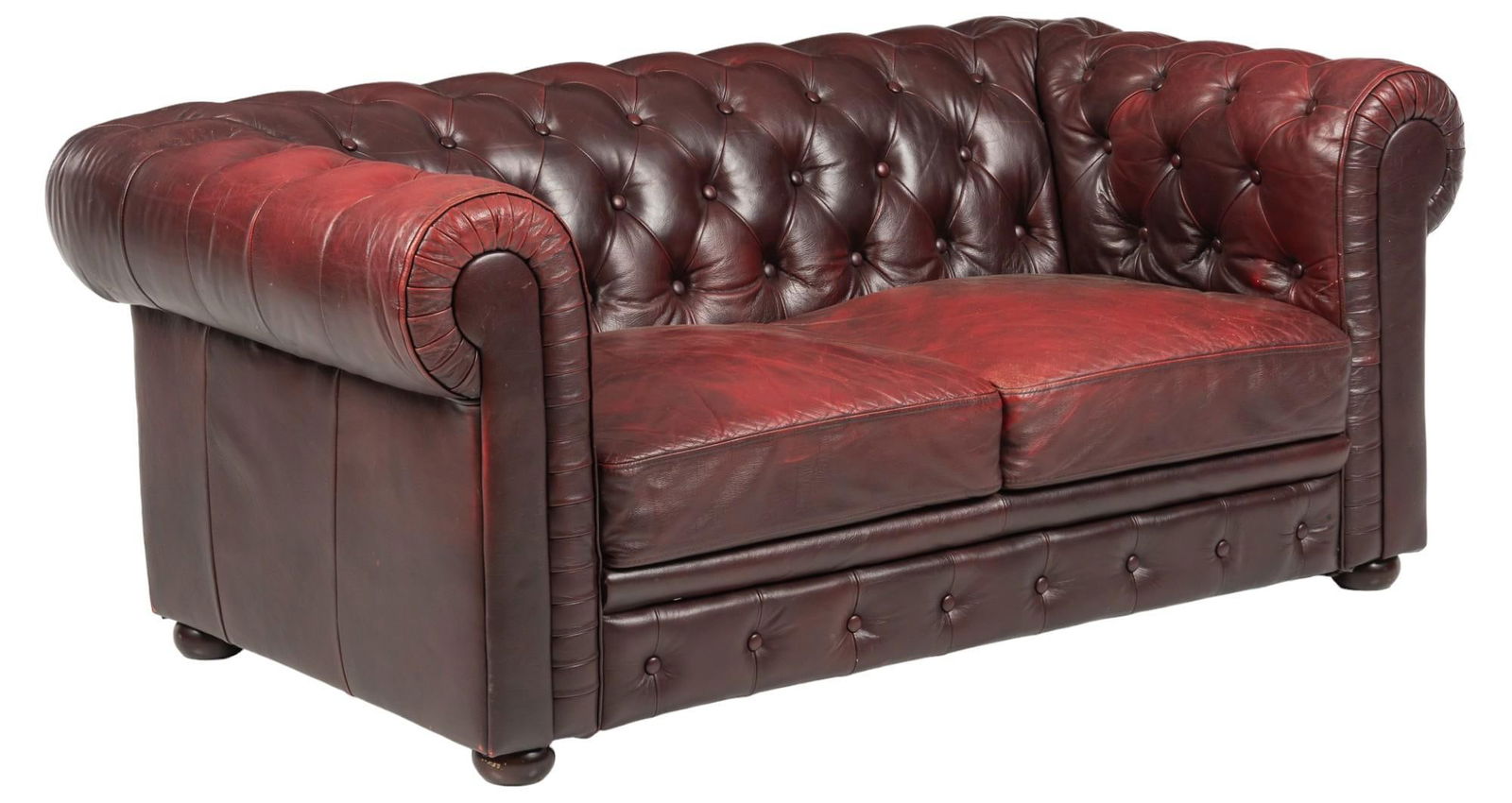 Chesterfield Style Red Tufted Loveseat (1 of 6)