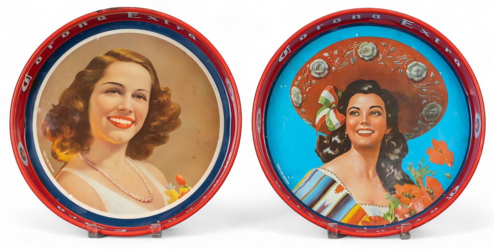 Set of (2) Vintage Corona Mexican Beer Trays (1 of 9)